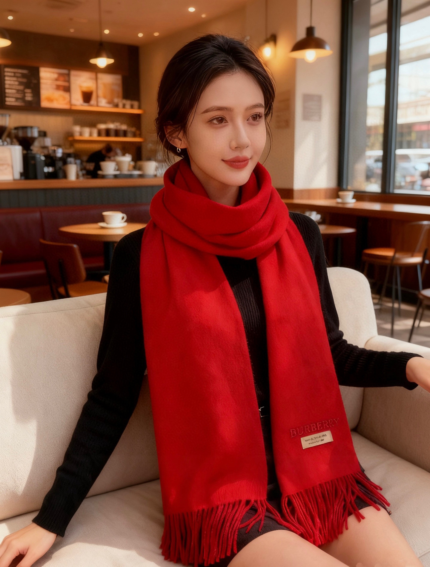 🉐️160 巴宝莉BURBERRY字母专柜款❗️ 顶级出口尾单刺绣👍货不多,下手一定要快,真心美的让人非常非常心动 上身效果简直美翻了 品质非常完美👍‼️ 送男女朋友的绝佳礼品🎁尺寸:30*180