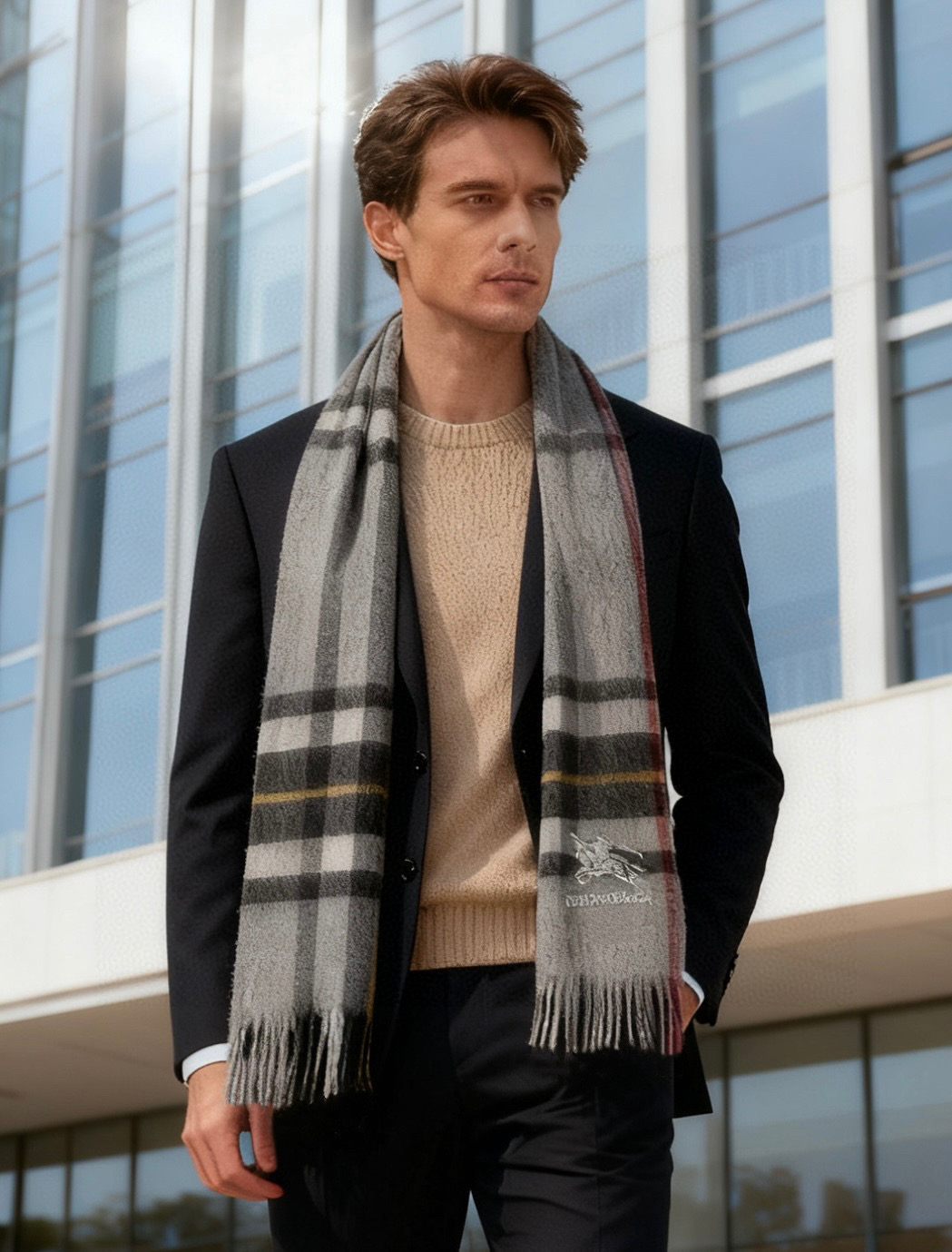 🉐️160 新款巴宝莉男士格子高级货❗️ 顶级出口尾单战马刺绣👍货不多,下手一定要快,真心美的让人非常非常心动 上身效果简直美翻了 品质非常完美👍‼️ 女士送男朋友的绝佳礼品🎁尺寸:30*180