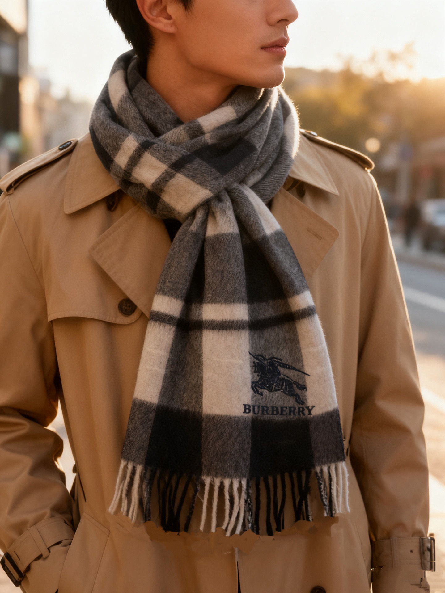 🉐️160 新款巴宝莉男士格子高级货❗️ 顶级出口尾单战马刺绣👍货不多,下手一定要快,真心美的让人非常非常心动 上身效果简直美翻了 品质非常完美👍‼️ 女士送男朋友的绝佳礼品🎁尺寸:30*180