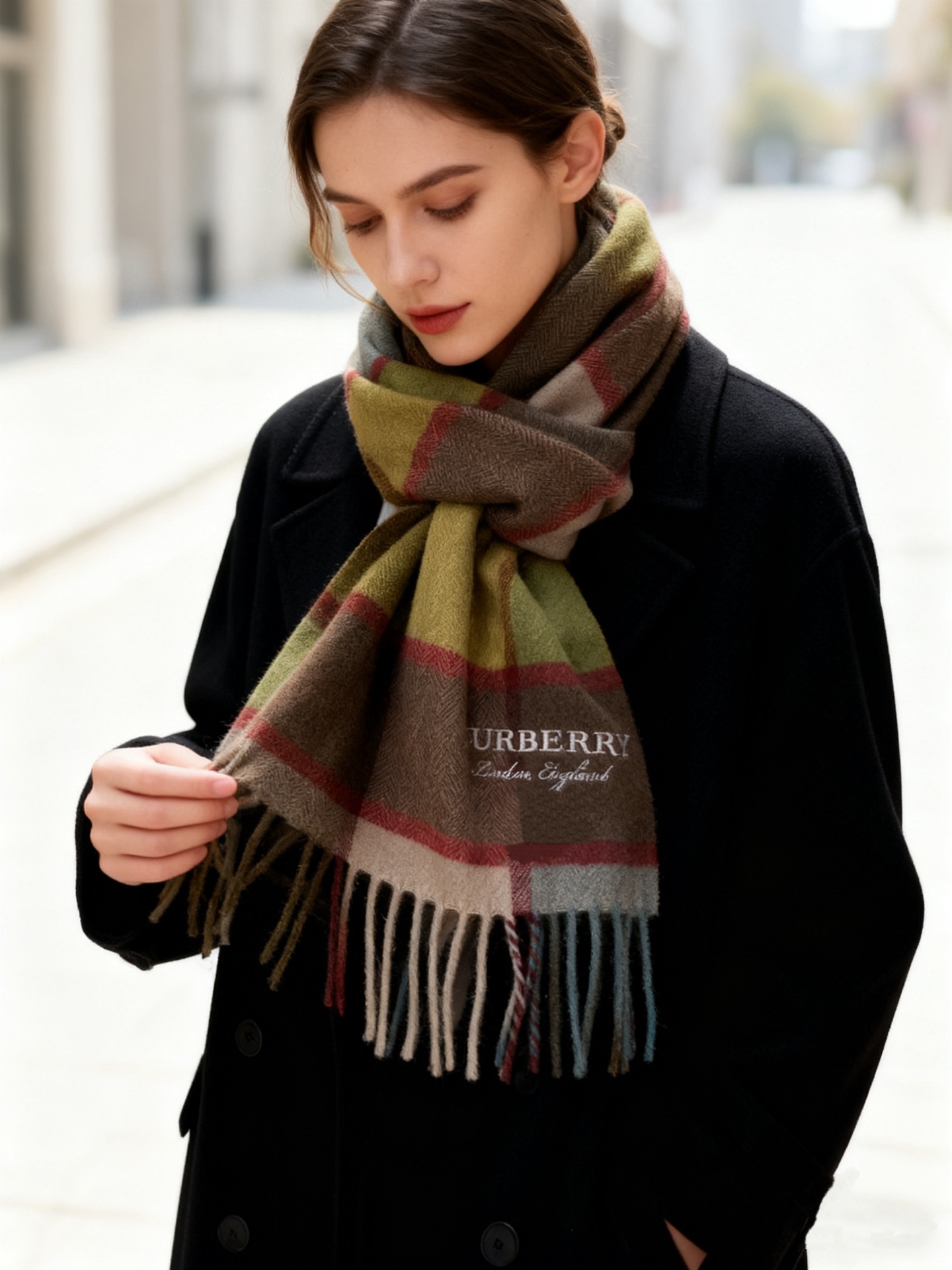 新款巴宝莉Bur字母刺绣🪡男女同款羊绒格子好看的要疯掉了，太有型太有魅力了！！！非常斯文时尚的秋冬单品！