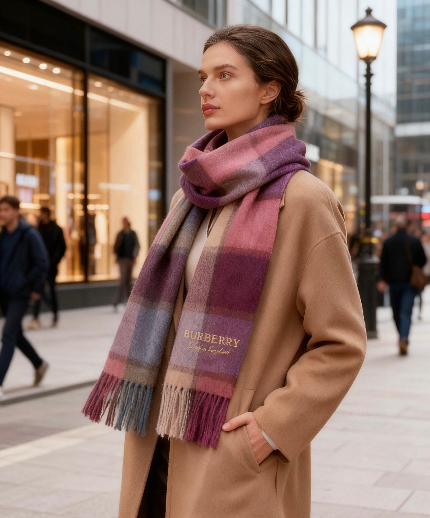 新款巴宝莉Bur字母刺绣🪡男女同款羊绒格子好看的要疯掉了，太有型太有魅力了！！！非常斯文时尚的秋冬单品！