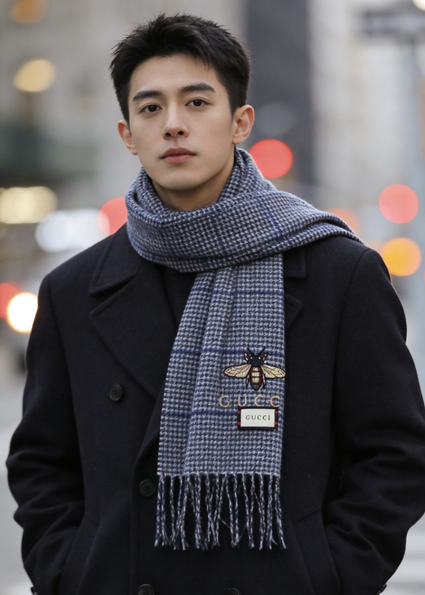 古奇（Gucci）小蜜蜂巴黎时装展羊绒围巾！采用蒙古高原细羊绒！手感满满地都是细腻的绒毛！这个价格绝对百