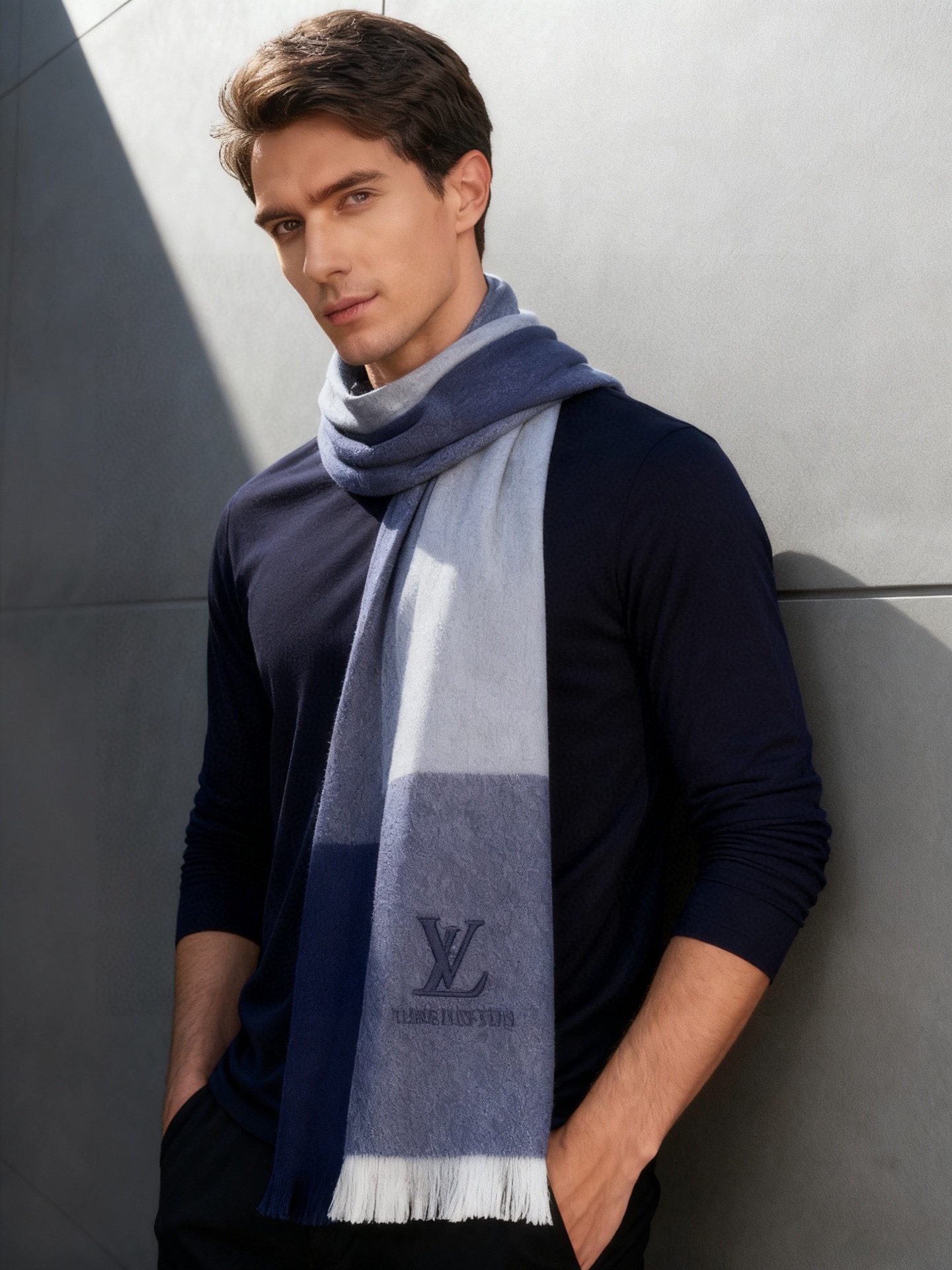 路易威登LV男女同款披肩✨羊绒经典格纹👐围巾♨️高尖端产物⚠️，经典logo刺绣，时尚大牌的顶尖设计款💕