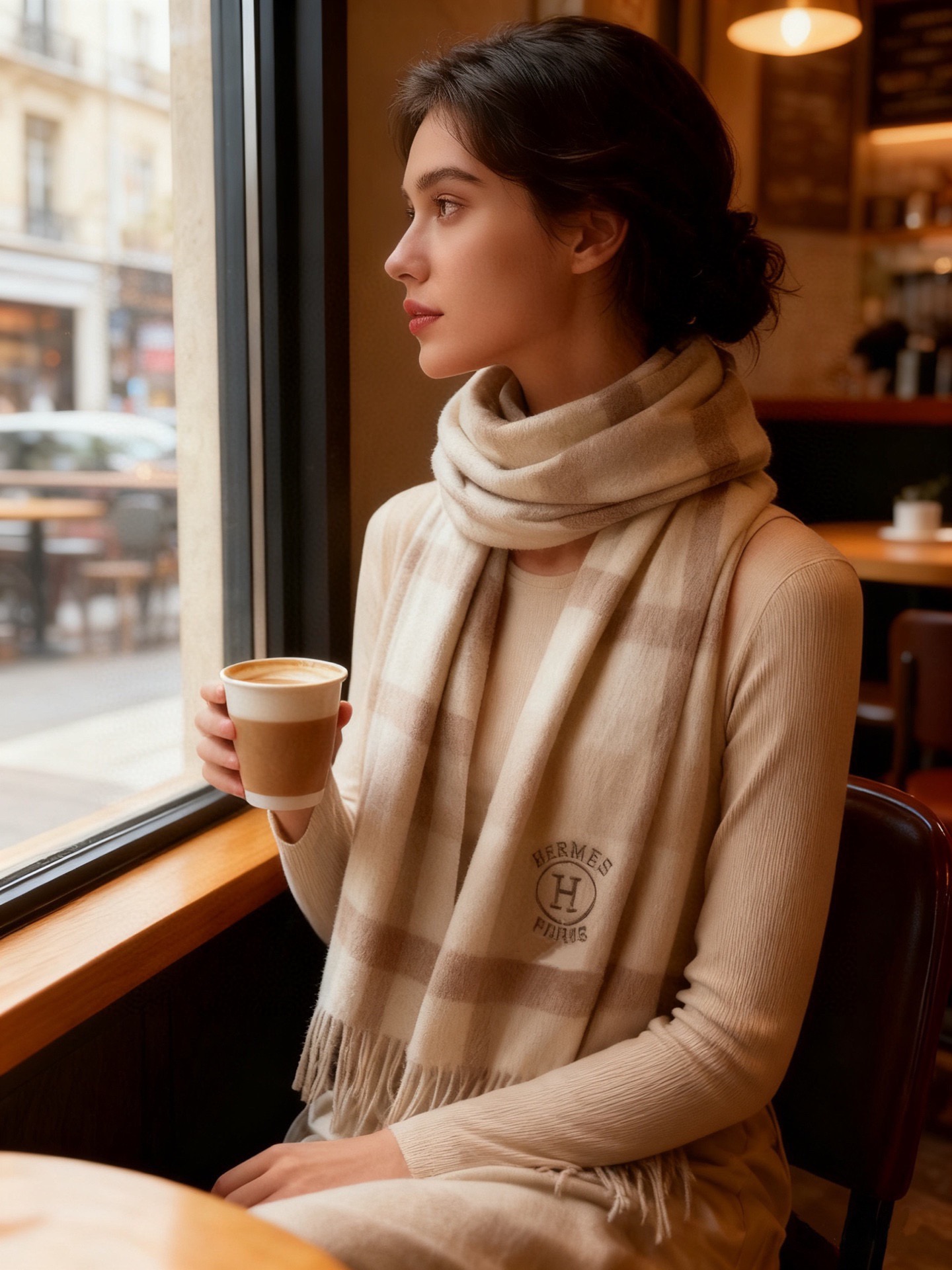 。🆕Hermes · 爱马仕女士经典格子拼接🎊重磅推荐💥 100%顶级山羊绒材质。非常保暖👑 柔软亲肤，