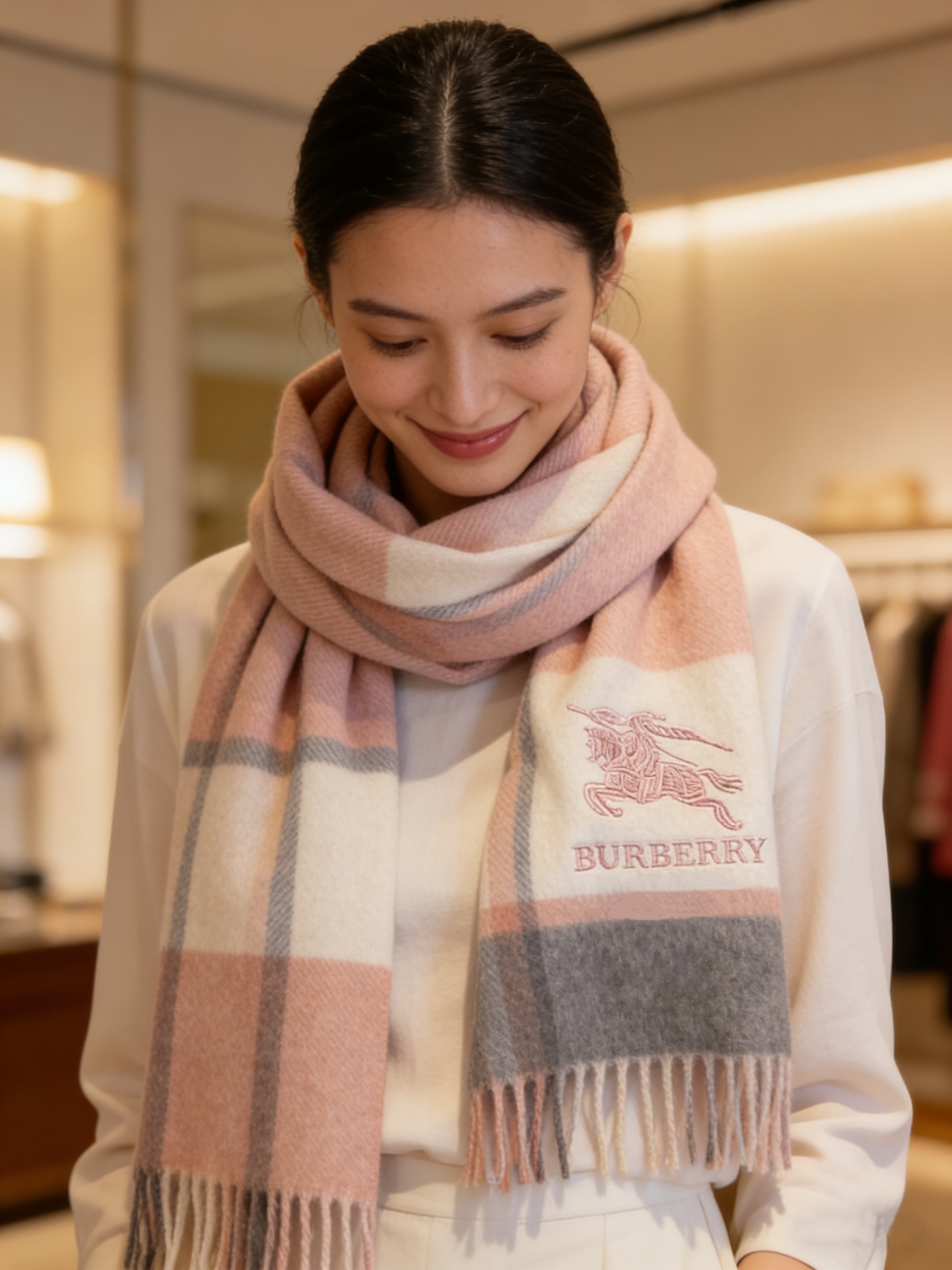 新款巴宝莉Bur羊绒格子好看的要疯掉了，太有型太有魅力了！！！非常斯文时尚的秋冬单品！真的很喜欢，非常C