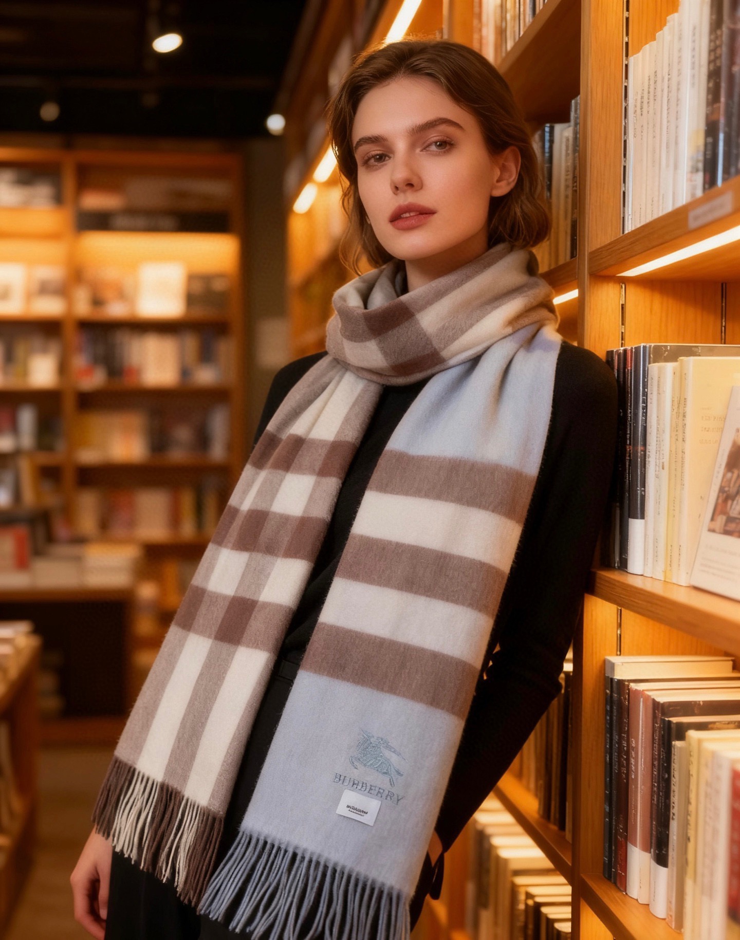 ☀️巴宝莉经典格子万年款，bbr战马刺绣🪡经典【大格披肩】品质手感好到不行‼️100%羊羔绒♨️高尖端产