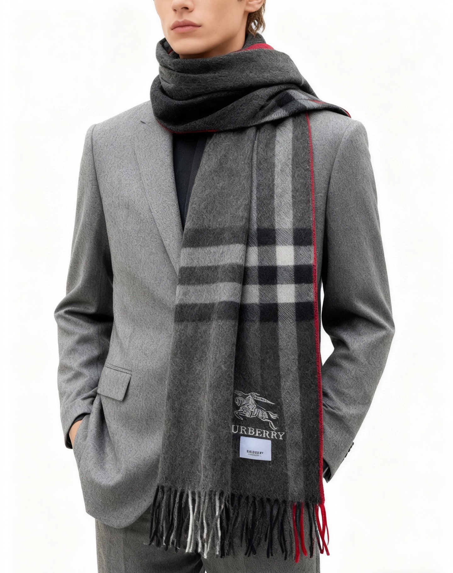 ☀️巴宝莉经典格子万年款，bbr战马刺绣🪡经典【大格披肩】品质手感好到不行‼️100%羊羔绒♨️高尖端产