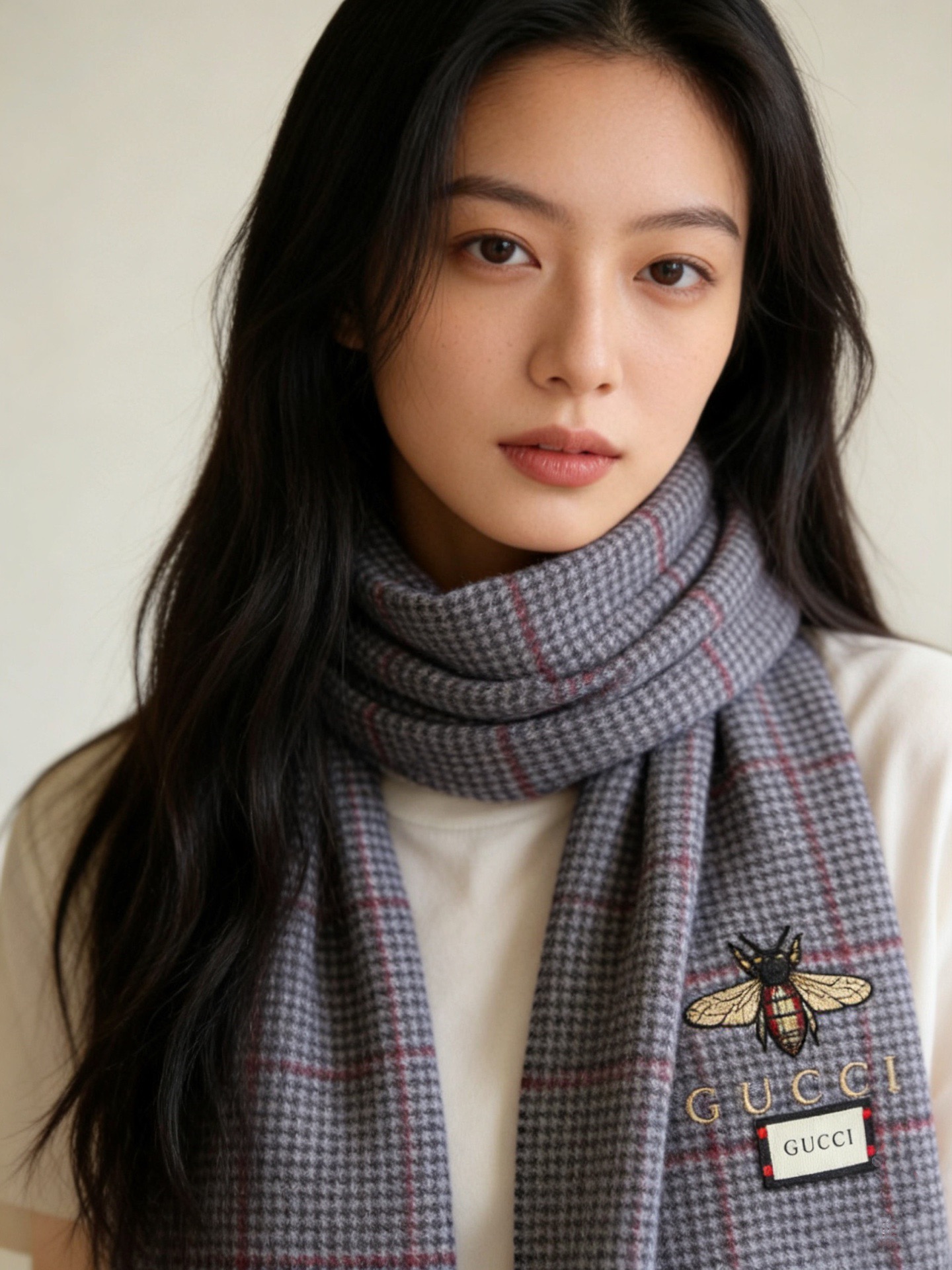 古奇（Gucci）小蜜蜂巴黎时装展男女同款羊绒围巾！采用蒙古高原细羊绒！手感满满地都是细腻的绒毛！这个价