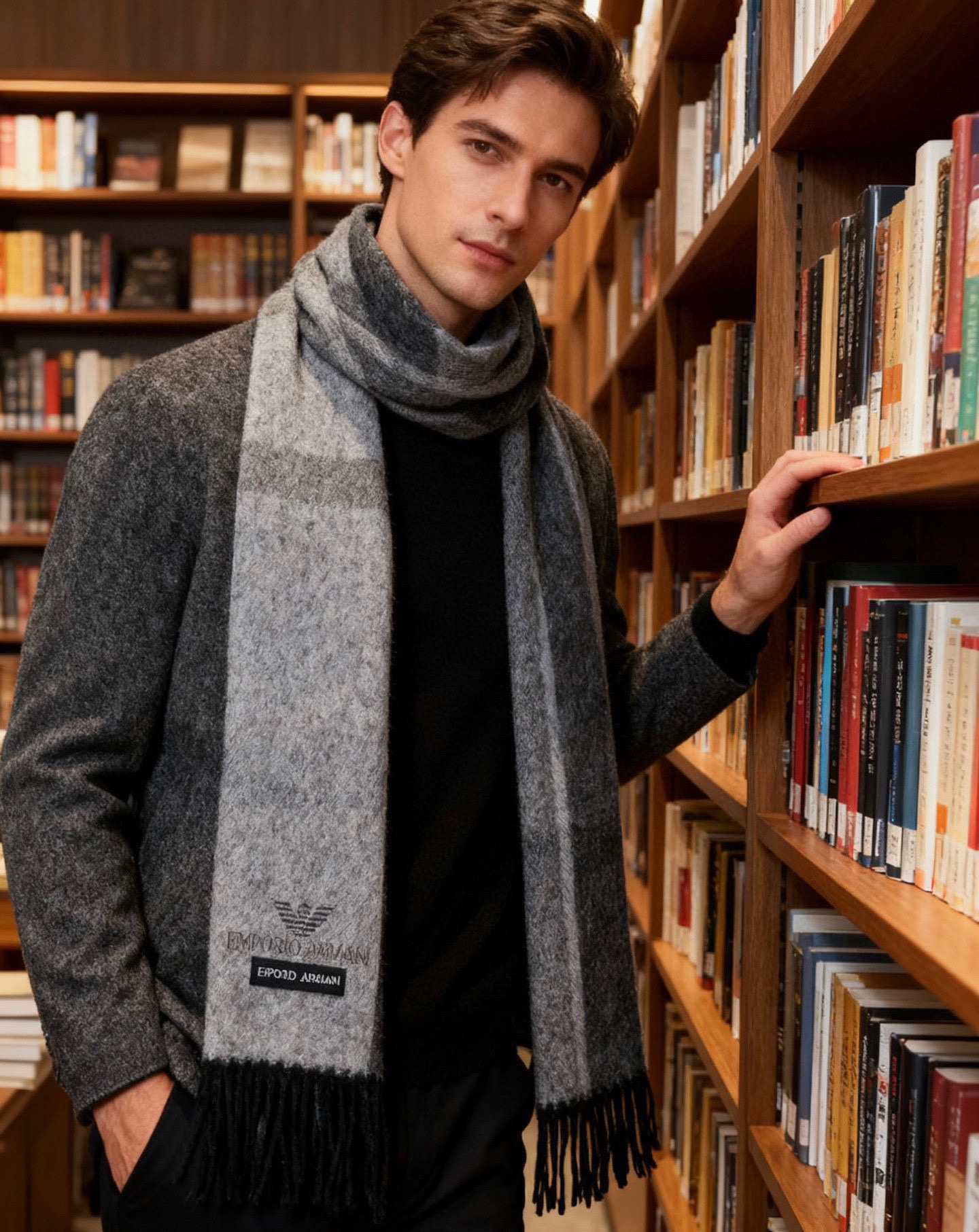 。阿玛尼海外专柜条纹拼色最新男士羊羔毛围巾～惊爆上架🎉国内专柜都没上架，从款式到面料都很赞🎻，经典的条纹