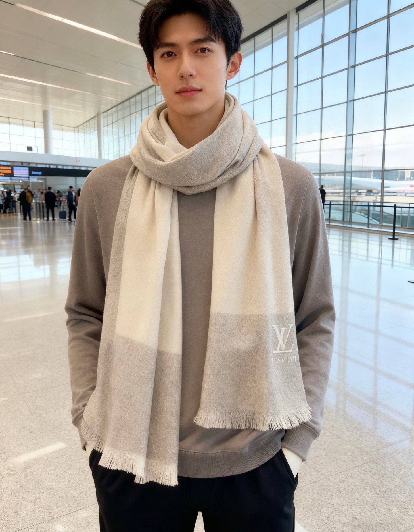 路易威登LV男女同款披肩✨羊绒经典格纹👐围巾♨️高尖端产物⚠️，经典logo刺绣，时尚大牌的顶尖设计款💕