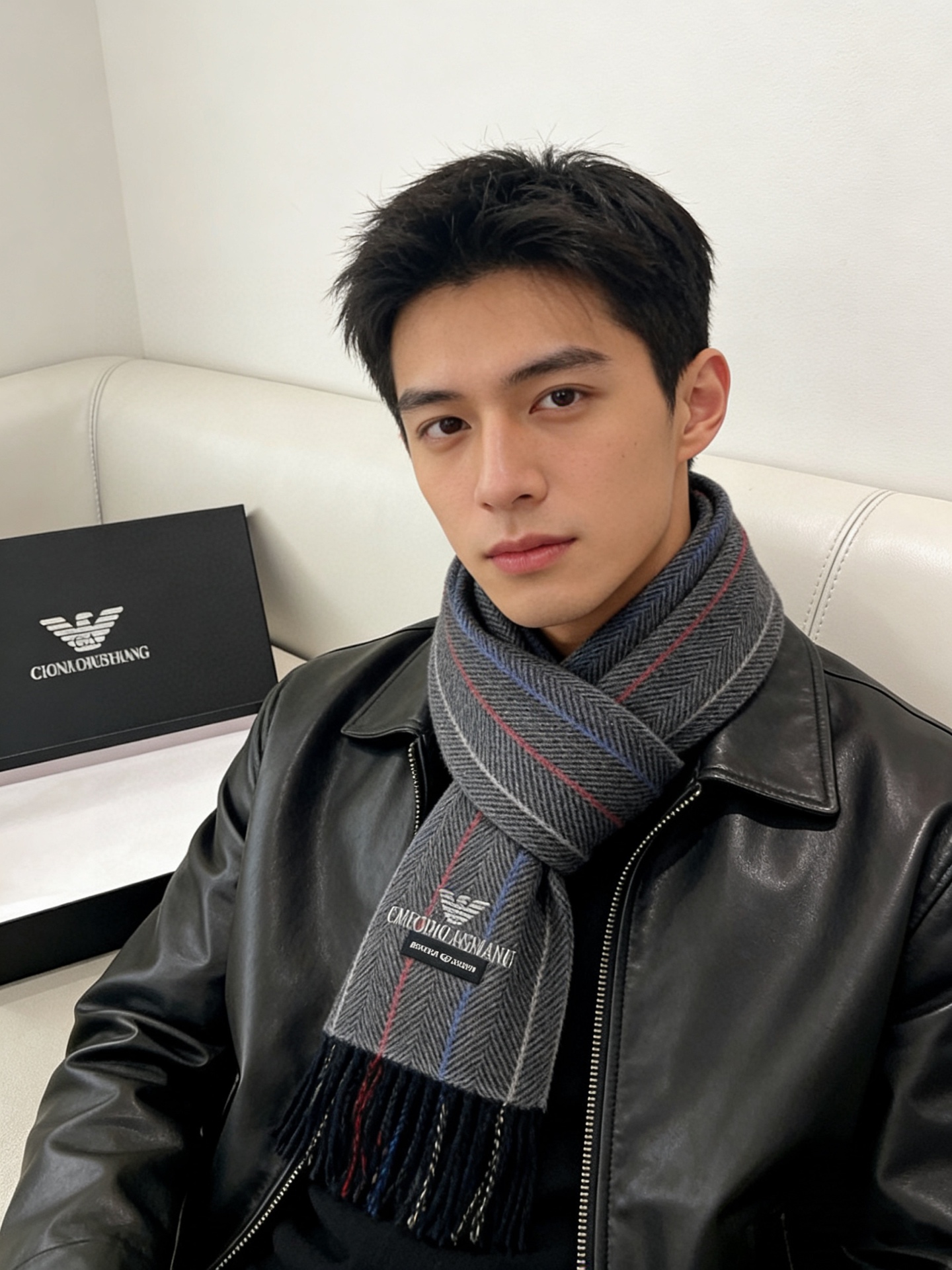 。阿玛尼海外专柜条纹拼色最新男士羊羔毛围巾～惊爆上架🎉国内专柜都没上架，从款式到面料都很赞🎻，经典的条纹