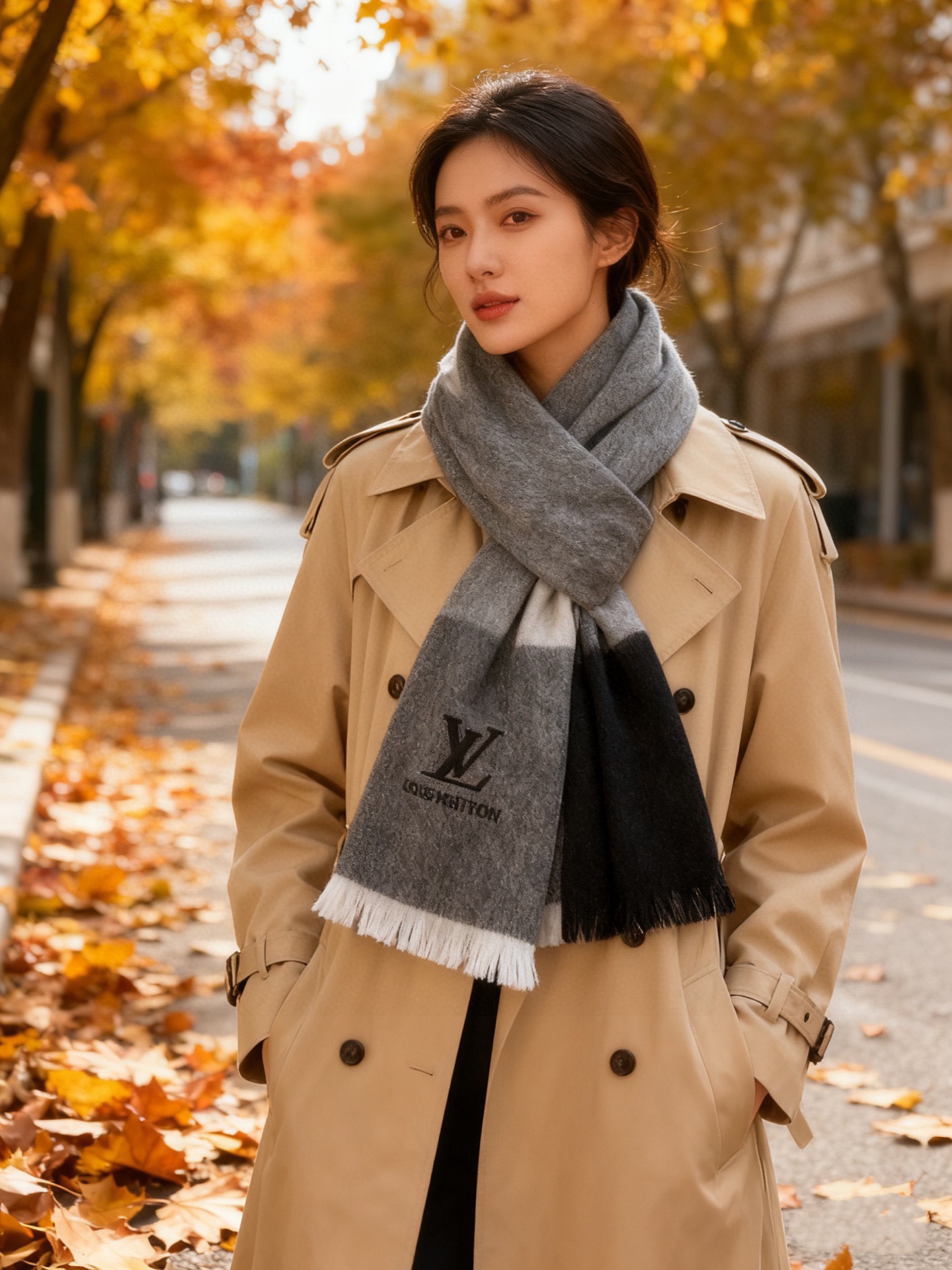 路易威登LV男女同款披肩✨羊绒经典格纹👐围巾♨️高尖端产物⚠️，经典logo刺绣，时尚大牌的顶尖设计款💕