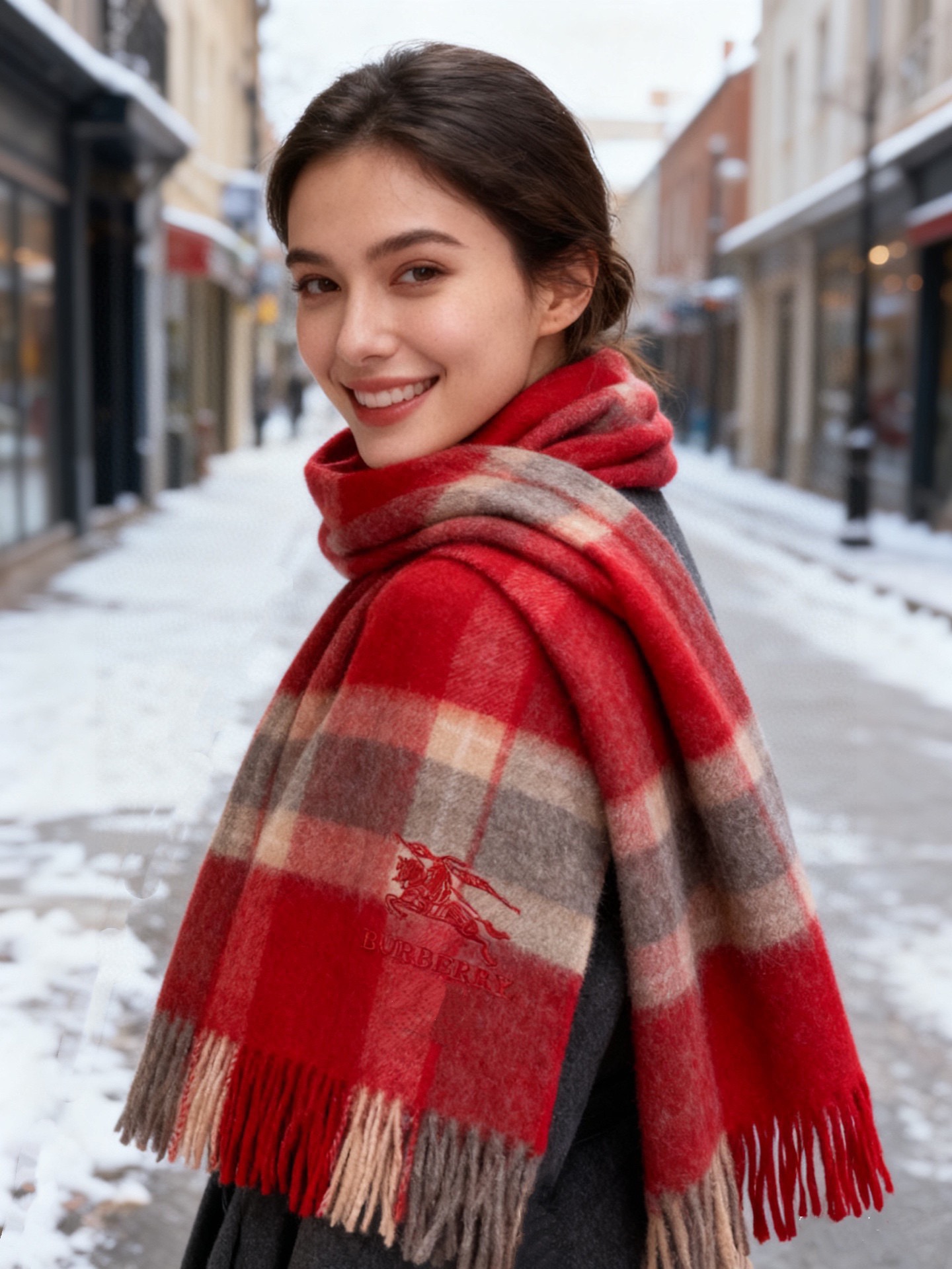 新款🐂牛货，巴宝莉男士女士（格纹战马刺绣）围巾，款式魅力，是经典大方‼面料采用的是客供的羔绒，细腻柔软度
