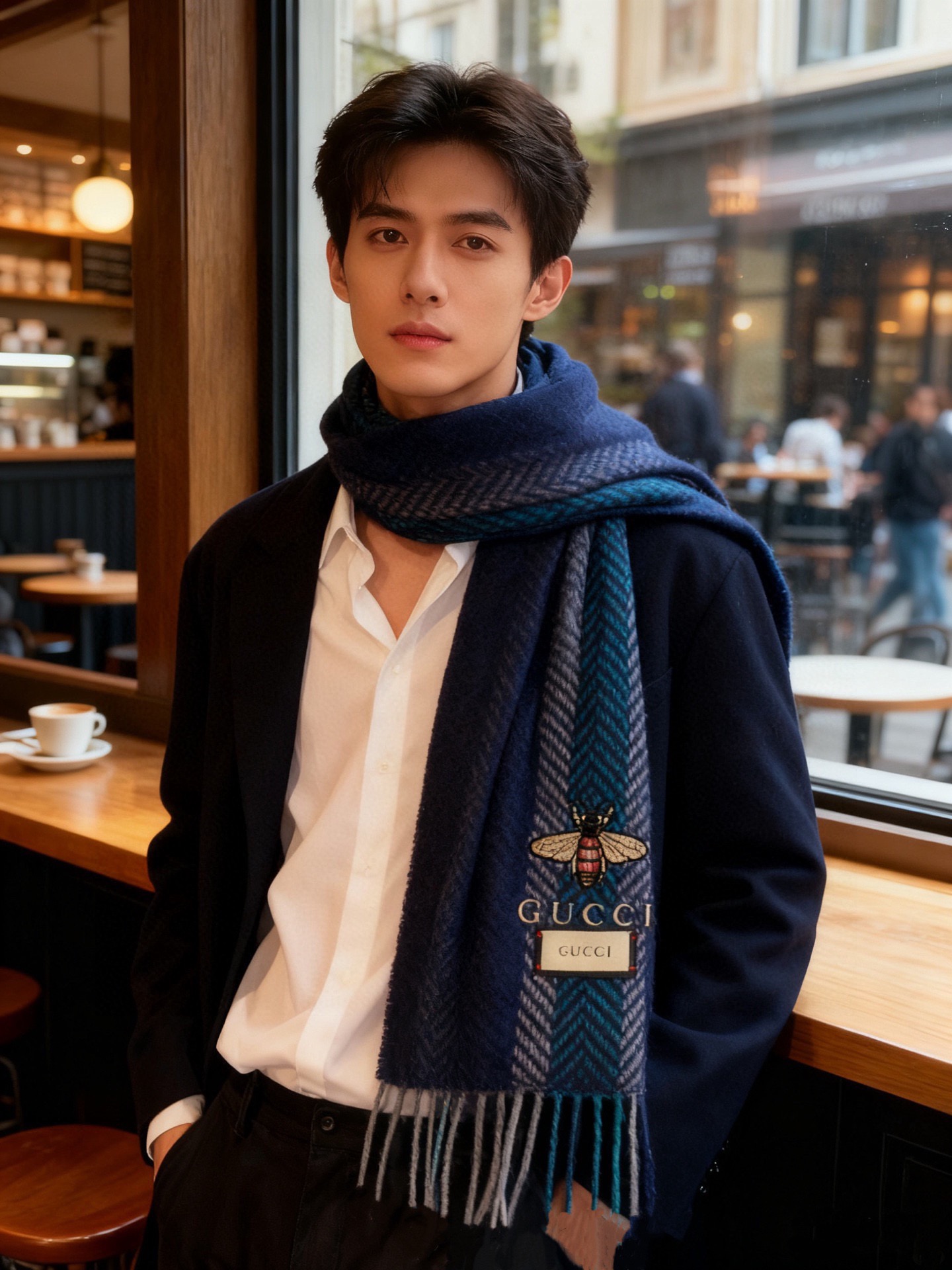 古奇（Gucci）小蜜蜂巴黎时装展羊绒围巾！采用蒙古高原细羊绒！手感满满地都是细腻的绒毛！这个价格绝对百