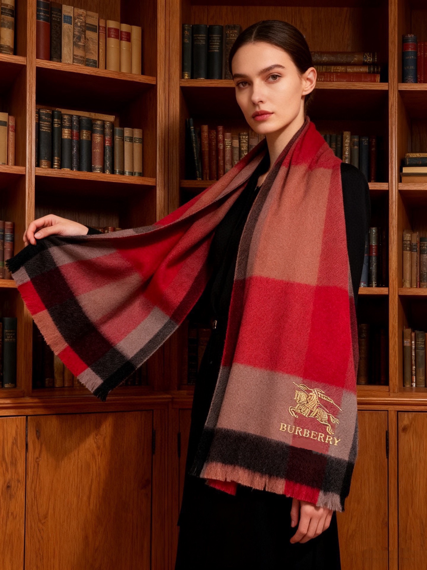 牛货🐮巴宝莉新品男士、女士同款小披肩✨羊绒经典格纹👐围巾♨️高尖端产物⚠️，经典logo刺绣，时尚大牌的