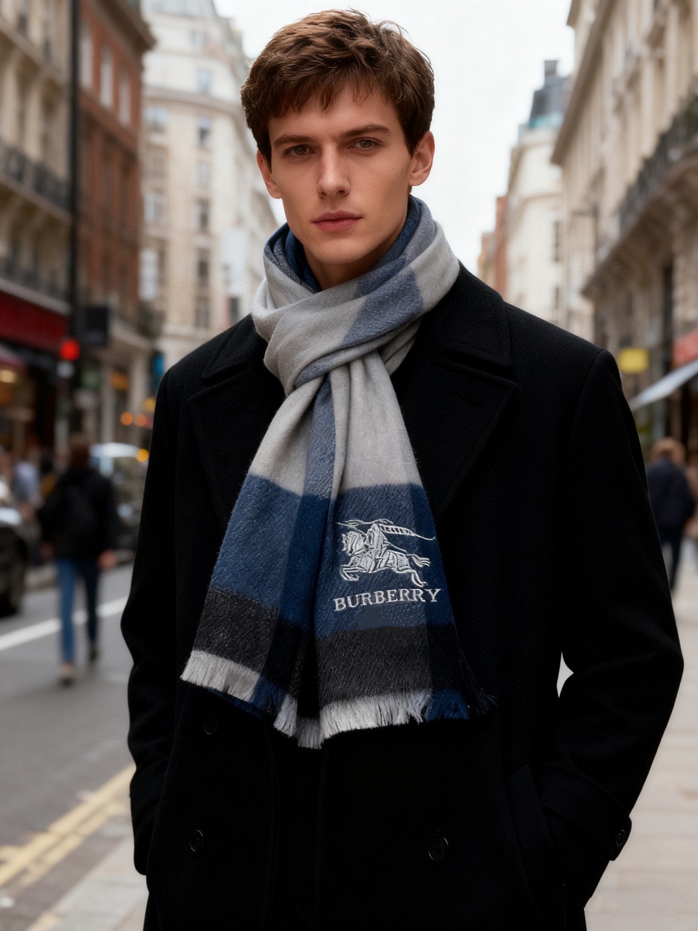 牛货🐮巴宝莉新品男士、女士同款小披肩✨羊绒经典格纹👐围巾♨️高尖端产物⚠️，经典logo刺绣，时尚大牌的