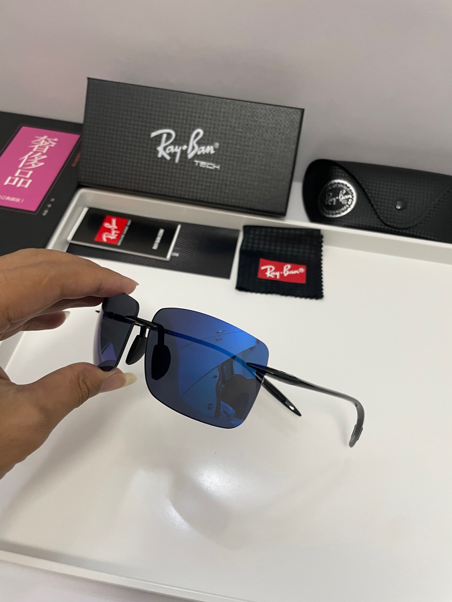 Мужские поляризационные солнцезащитные очки Ray-Ban без оправы