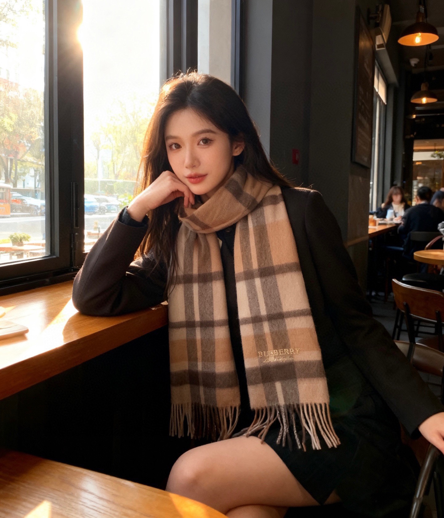Burberry Logo Embroidered Scarf