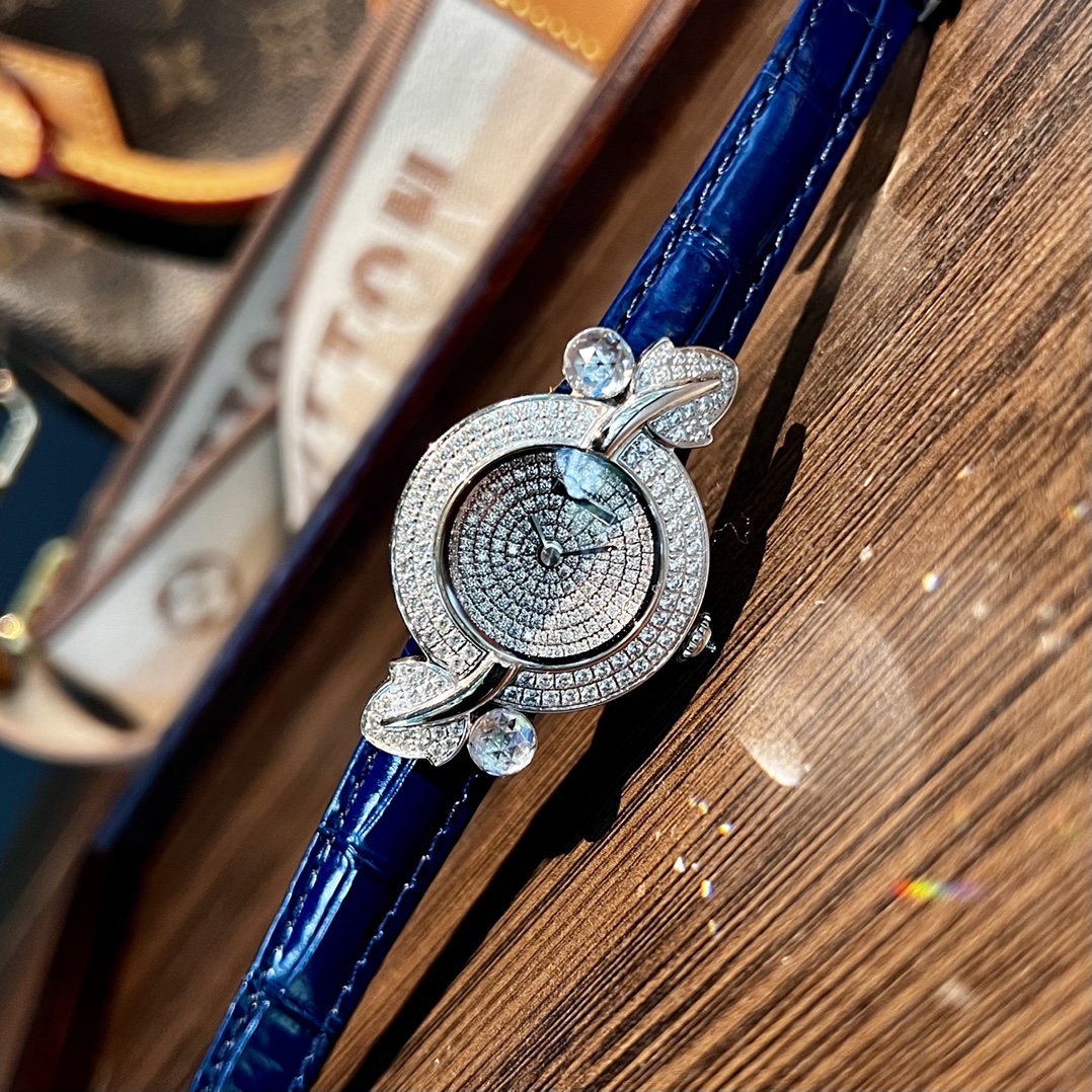 High Quality Perfect
 Cartier AAAAA+
 Watch Blue Set With Diamonds Quartz Movement