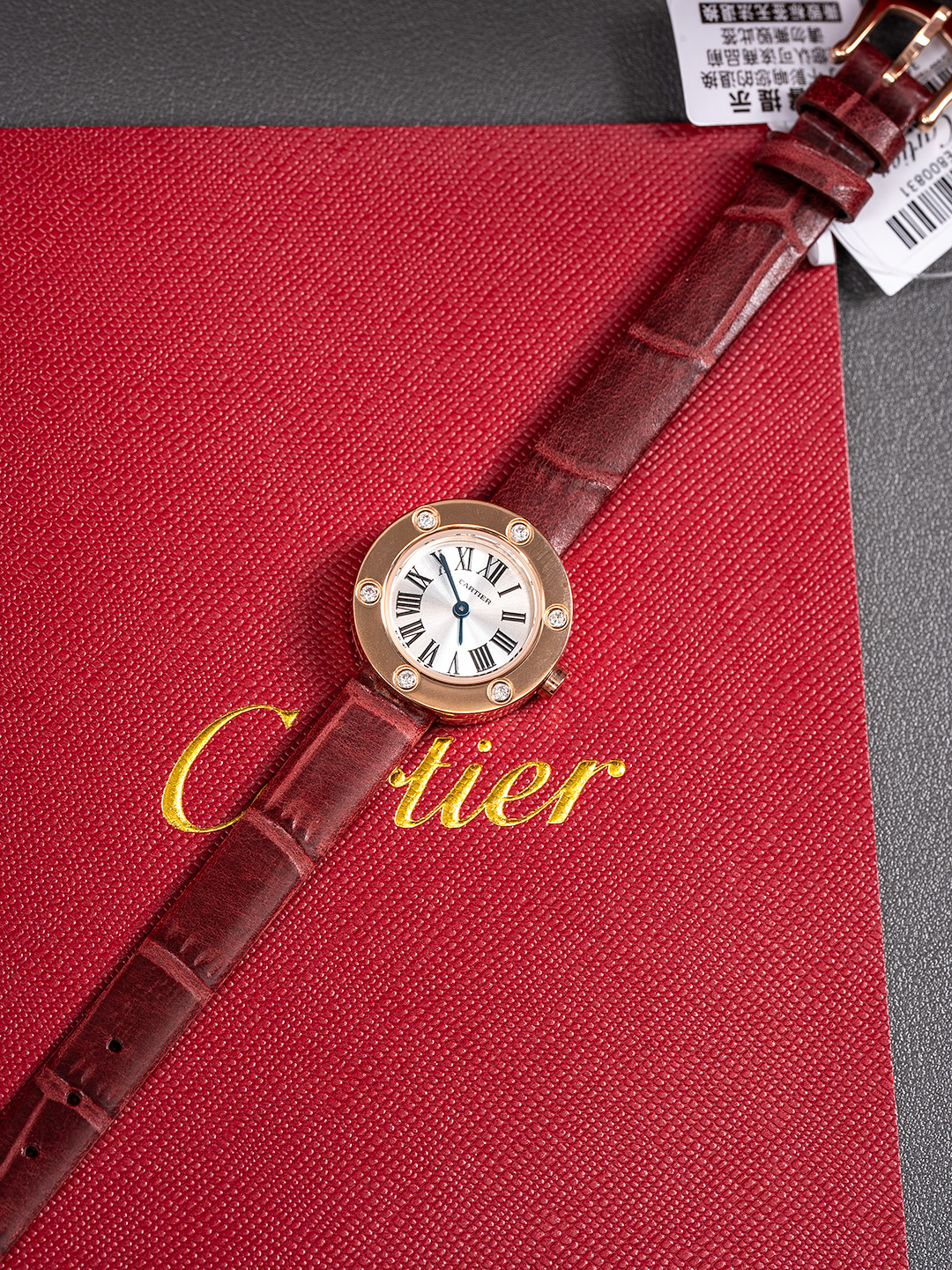 까르띠에 시계 쿼츠 무브먼트 다이아 로즈골드 블루 스틸밴드 가죽스트랩 레플리카 42876 Cartier 상세 이미지 4