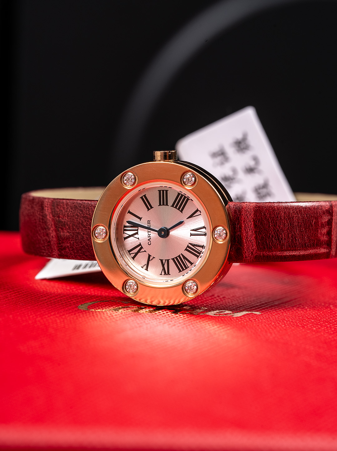 까르띠에 시계 쿼츠 무브먼트 다이아 로즈골드 블루 스틸밴드 가죽스트랩 레플리카 42876 Cartier 상세 이미지 5