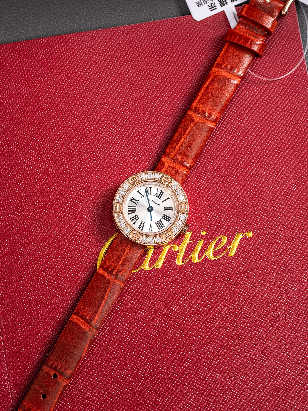 Cartier Love Style Replica Watch with Diamond Accents and Leather Strap 5 o 1is5kbdvvib31u6l6noj16am2c