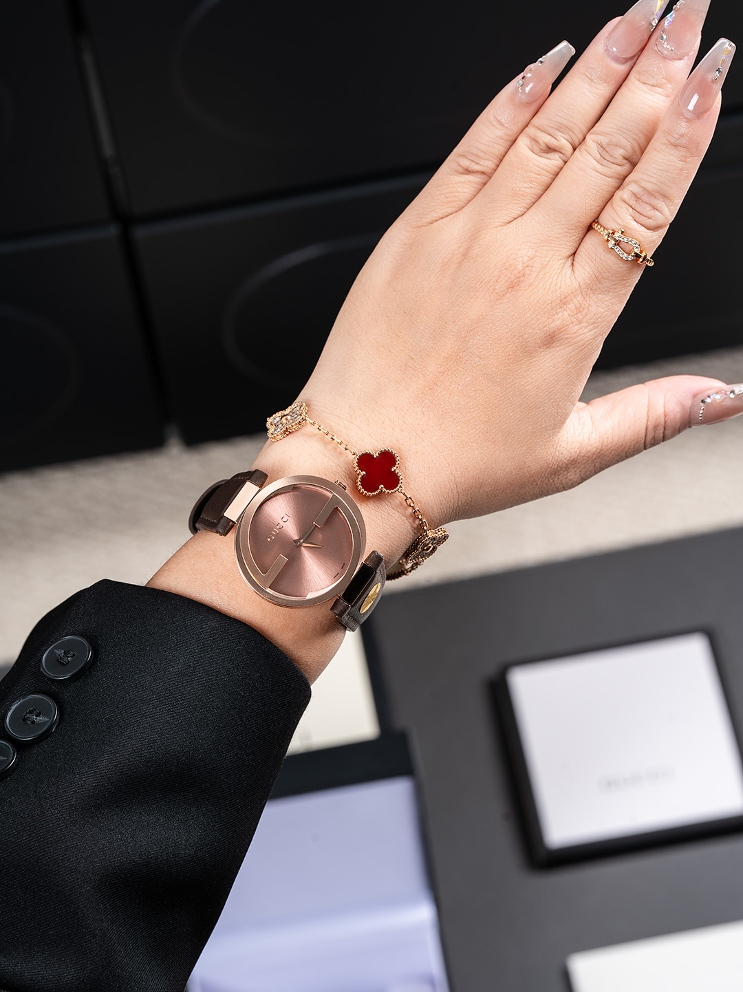 Gucci Women's G-Frame Brown Leather Strap Watch, Rose Gold Tone Dial, 37mm 5 o 1is83njsmtqdo971ko375i1gakc