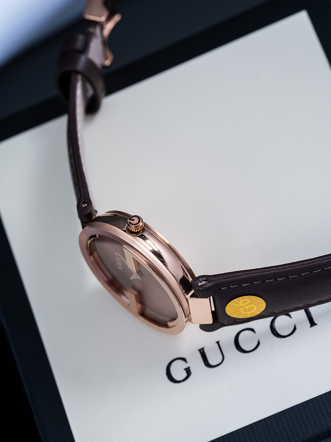 Gucci Women's G-Frame Brown Leather Strap Watch, Rose Gold Tone Dial, 37mm 8 o 1is83njsnq591qtf1s3mhi11crnh