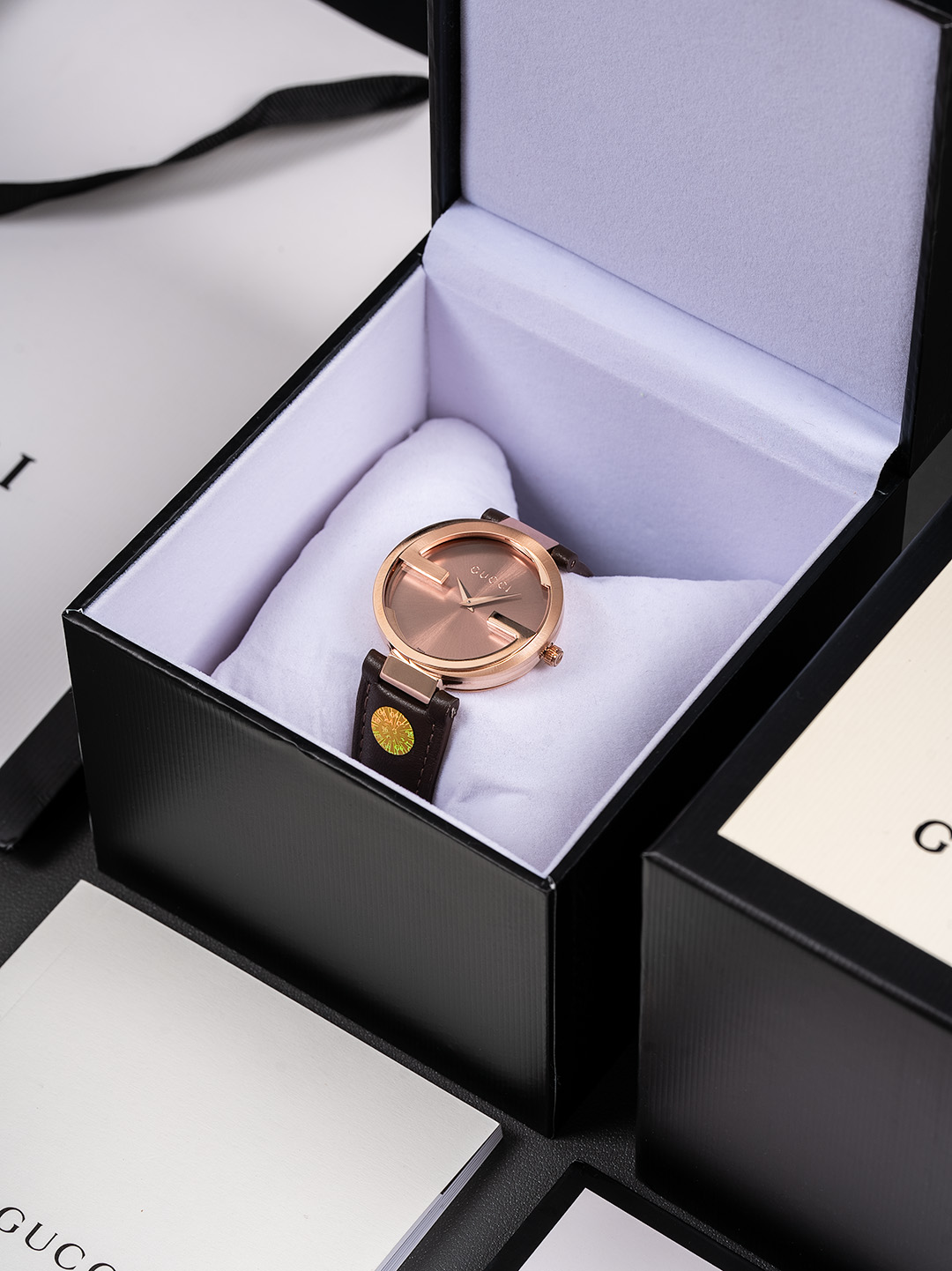 Gucci Women's G-Frame Brown Leather Strap Watch, Rose Gold Tone Dial, 37mm 7 o 1is83njsnsin1jh31qet1cq5eo3g