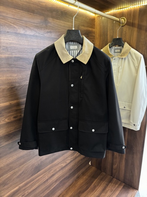 Brunello Cucinelli Katoenen Jas met Corduroy Kraag - Stijlvolle Heren Bovenkleding 1 Brunello Cucinelli Katoenen Jas met Corduroy Kraag - Stijlvolle Heren Bovenkleding