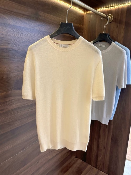 Brunello Cucinelli Linen-Cotton Knit Short Sleeve T-Shirt - Breathable Comfort 1 Brunello Cucinelli Linen-Cotton Knit Short Sleeve T-Shirt - Breathable Comfort