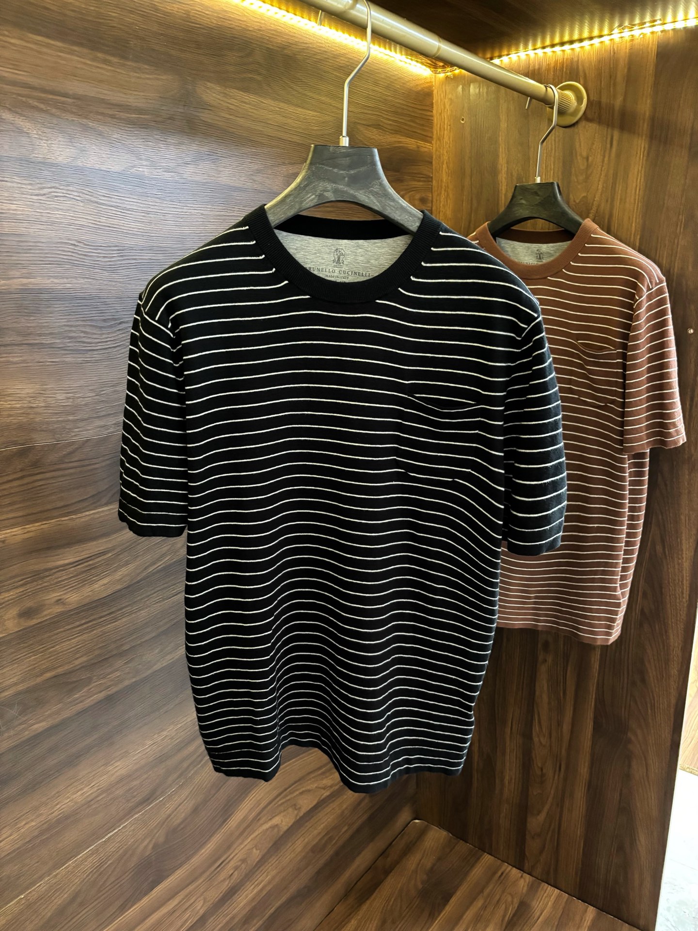 New#🟥Brunello cucinelli 意大利BC 秋季新款经典男士撞色条纹圆领短袖衫。经典条纹