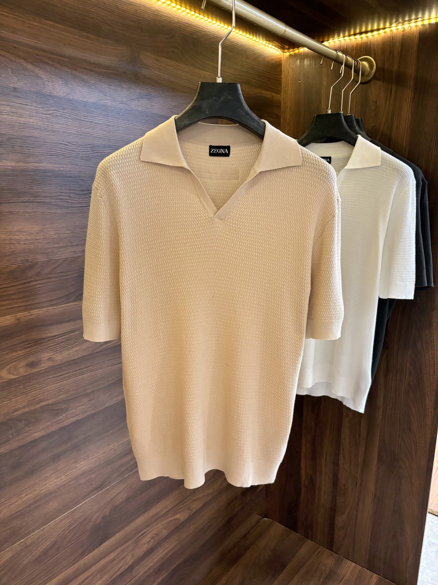 Zegna Polo à Manches Courtes en Coton et Lin avec Col Distinctif