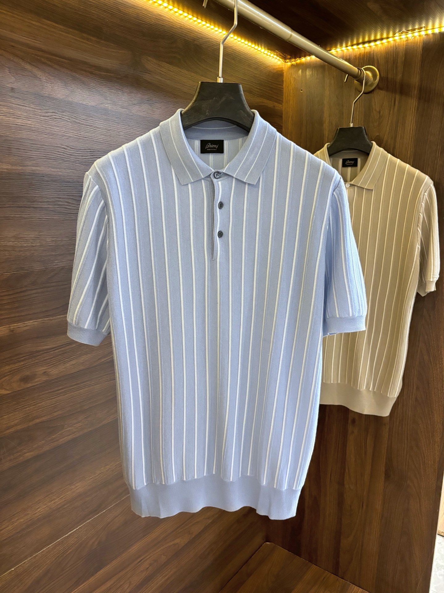 Brioni Striped Silk Blend Polo Shirt - Elegant Knitwear with Button Detail 2 i1751534402906 7058 0 0