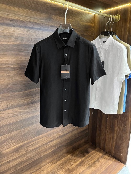 ZILIMARK Zegna Linen Short Sleeve Shirt - Casual, Stylish, and Breathable 1 ZILIMARK Zegna Linen Short Sleeve Shirt - Casual, Stylish, and Breathable