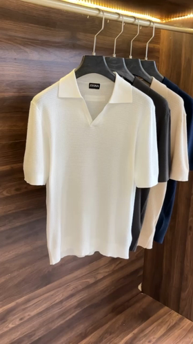 New#🟥ZEGNA 一眼就认出EZ家独特衣领设计甄选天然棉麻纤维纱线匠心打造立体感超强针织条纹纹理翻领