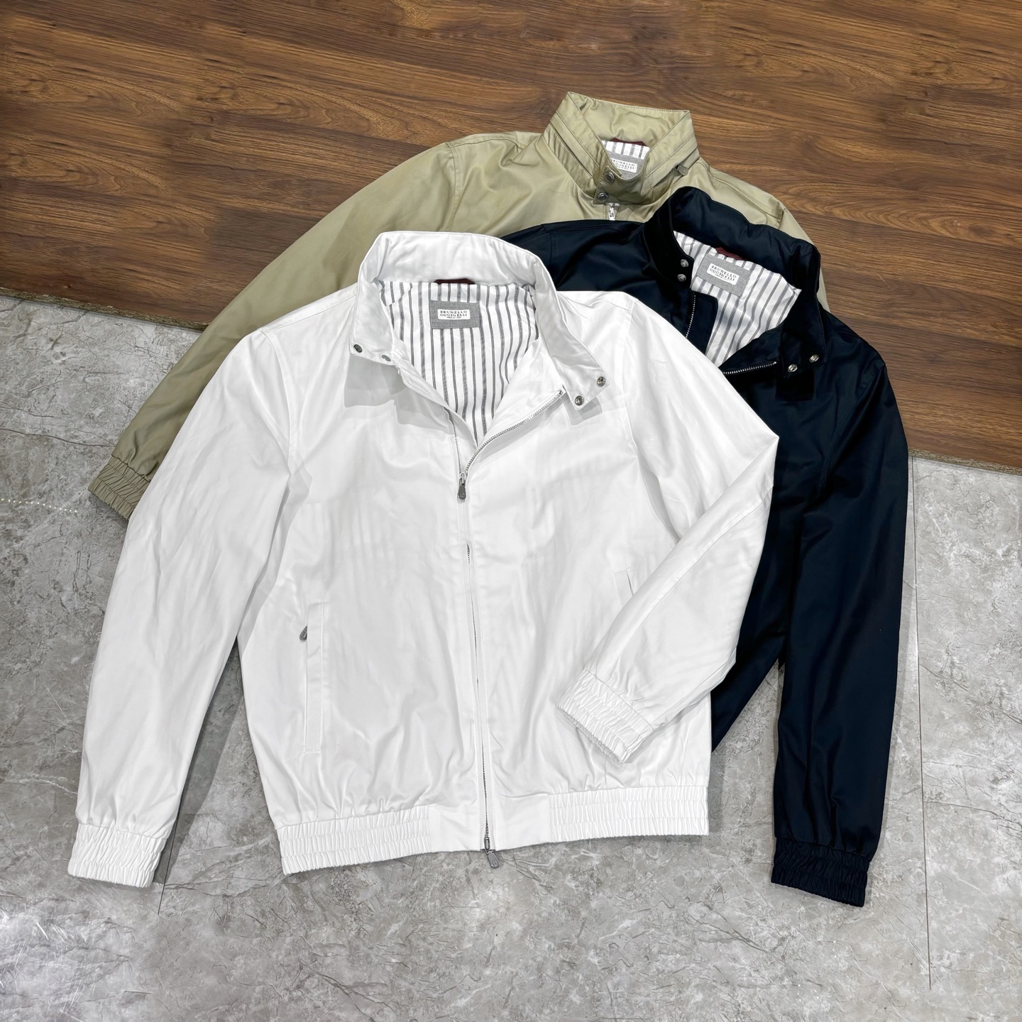 New#🟥 Brunello Cucinelli BC 意大利 老钱风 100%棉立领双扣拉链夹克外套，
