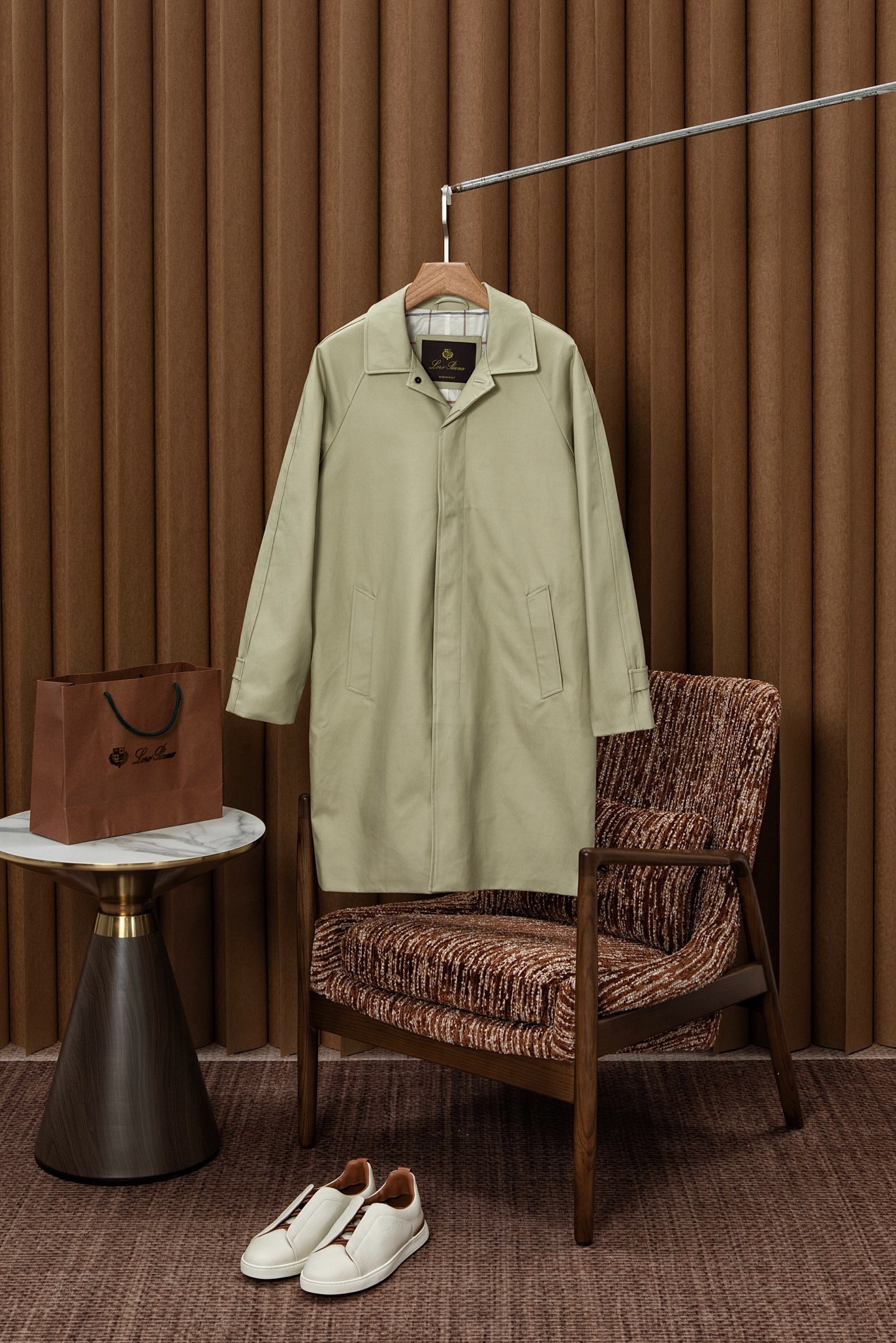 Loro Piana Men's Cotton Long Trench Coat.Windproof and Stylish. M-3XL Size