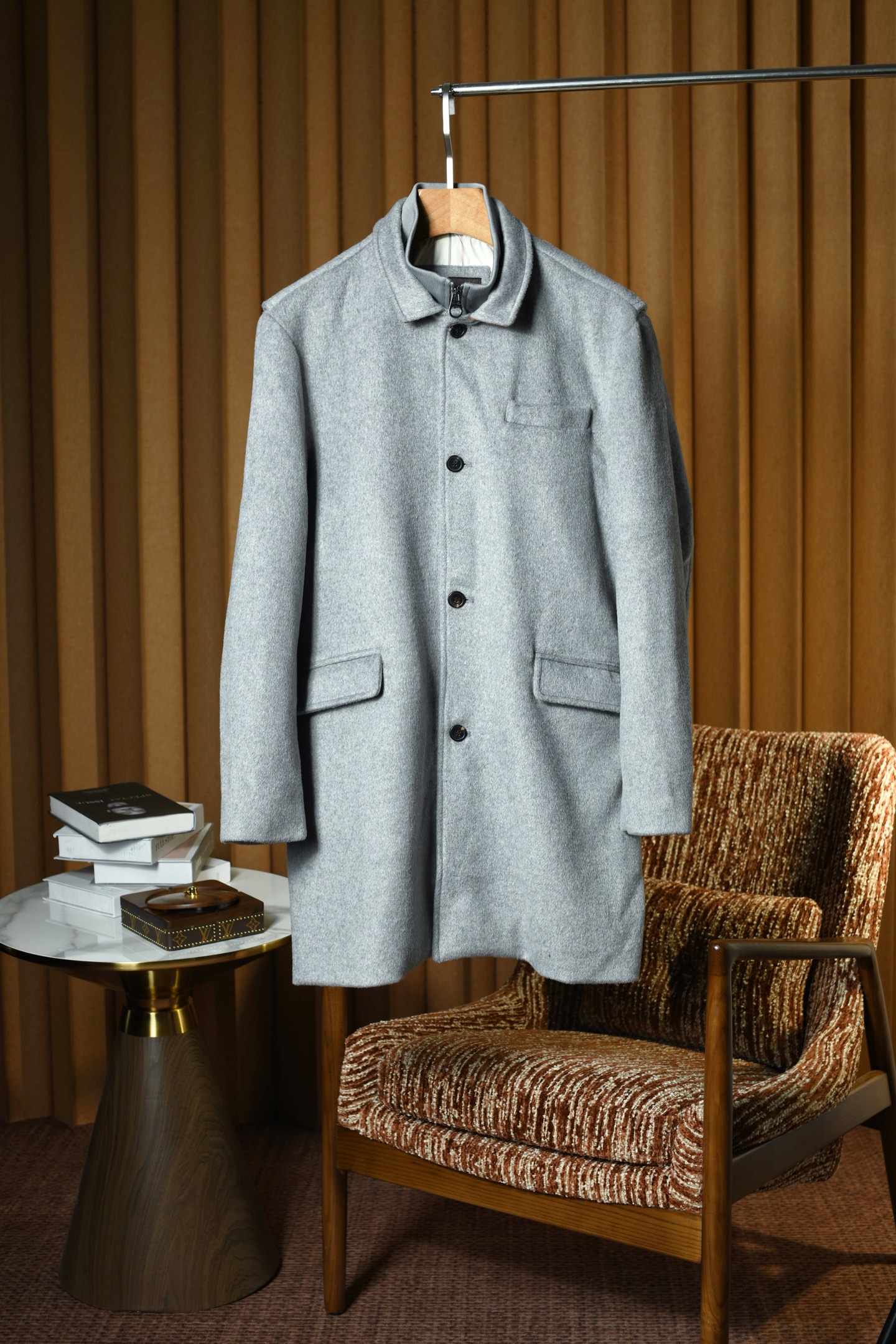 New#🟥lP🆕 甄选独特且强烈的造型感，假两件立体双层领羊绒羊毛混纺夹克外套，这款假两件双层领夹克，便