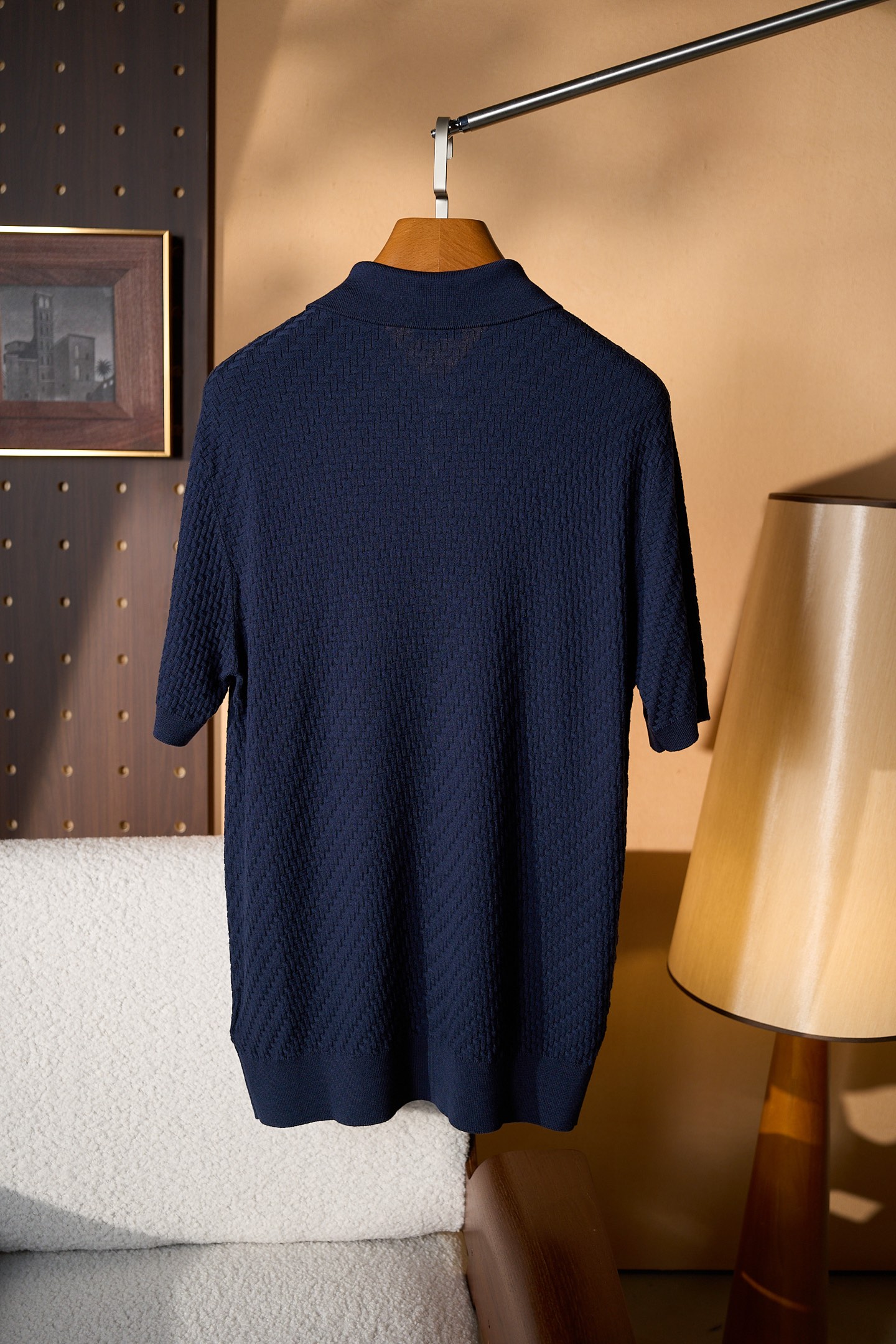 New#🟥Brioni 布里奥尼男士立体提花编织工艺三粒扣设计精选纱线含桑蚕丝翻领短袖针织POLO衫，翻