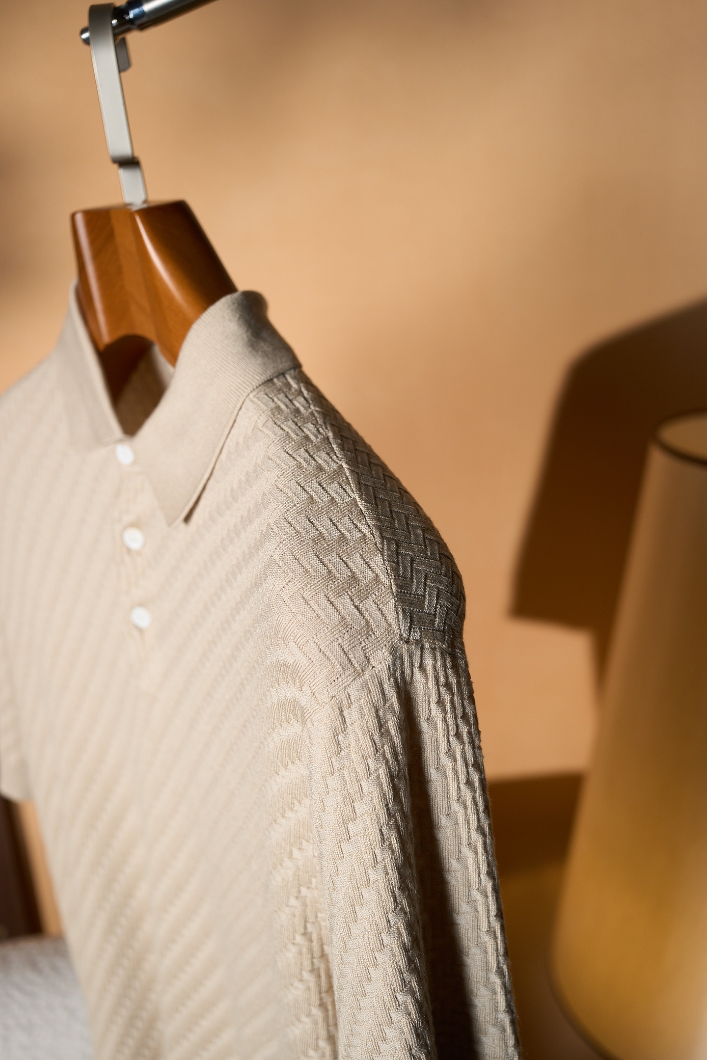 New#🟥Brioni 布里奥尼男士立体提花编织工艺三粒扣设计精选纱线含桑蚕丝翻领短袖针织POLO衫，翻