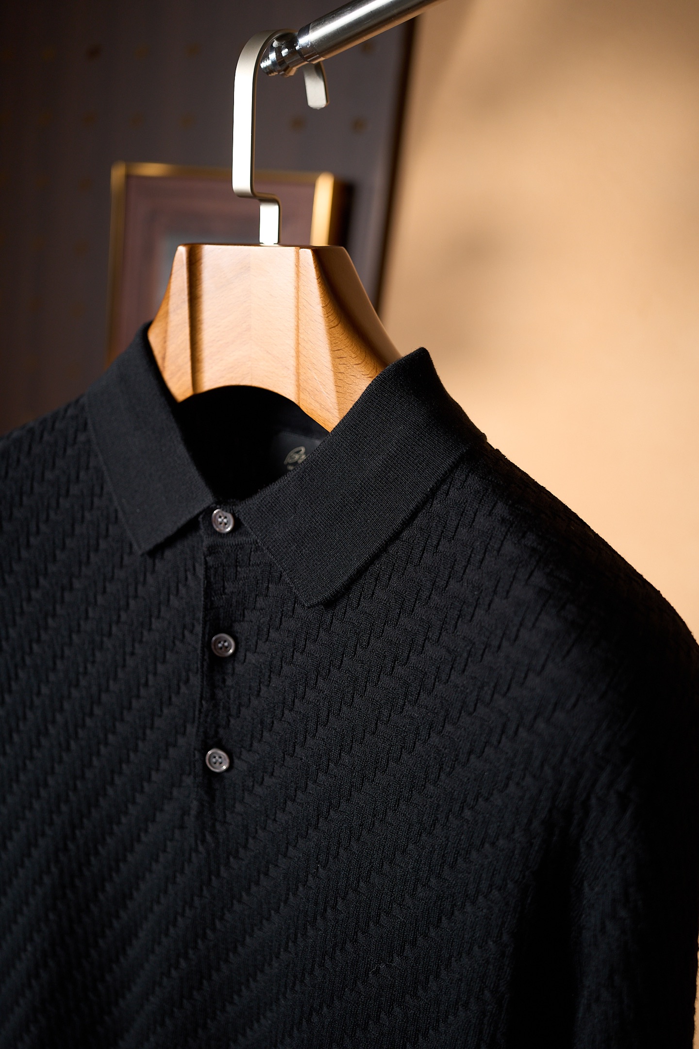 New#🟥Brioni 布里奥尼男士立体提花编织工艺三粒扣设计精选纱线含桑蚕丝翻领短袖针织POLO衫，翻