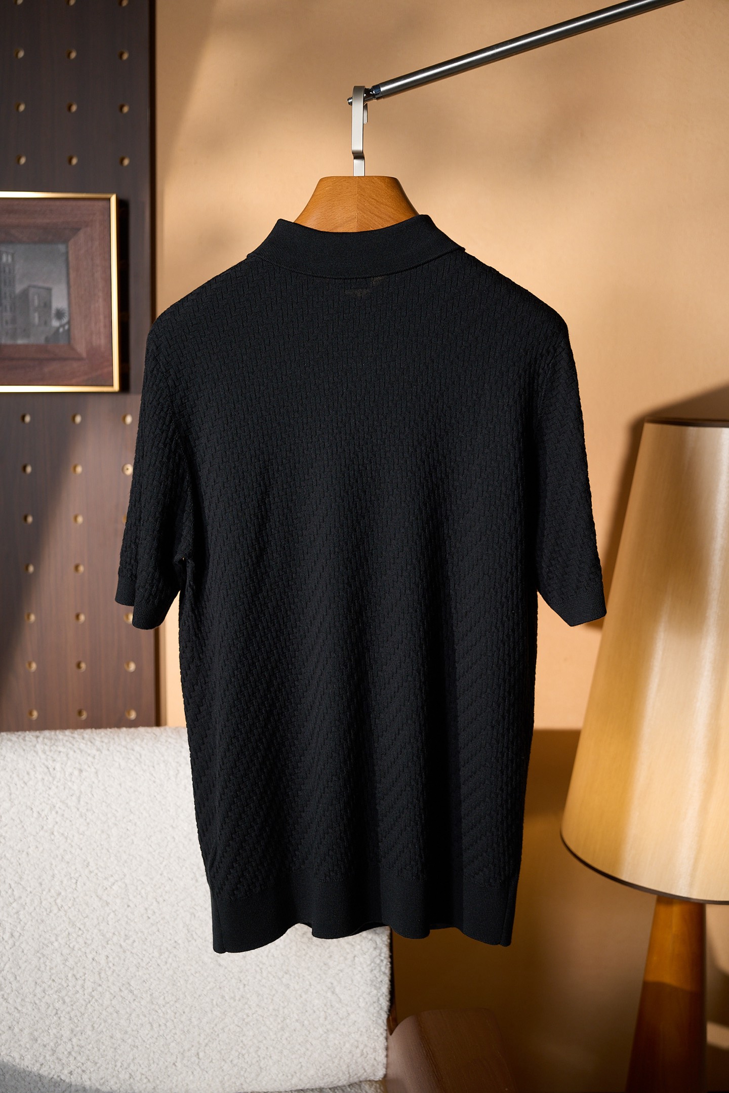 New#🟥Brioni 布里奥尼男士立体提花编织工艺三粒扣设计精选纱线含桑蚕丝翻领短袖针织POLO衫，翻