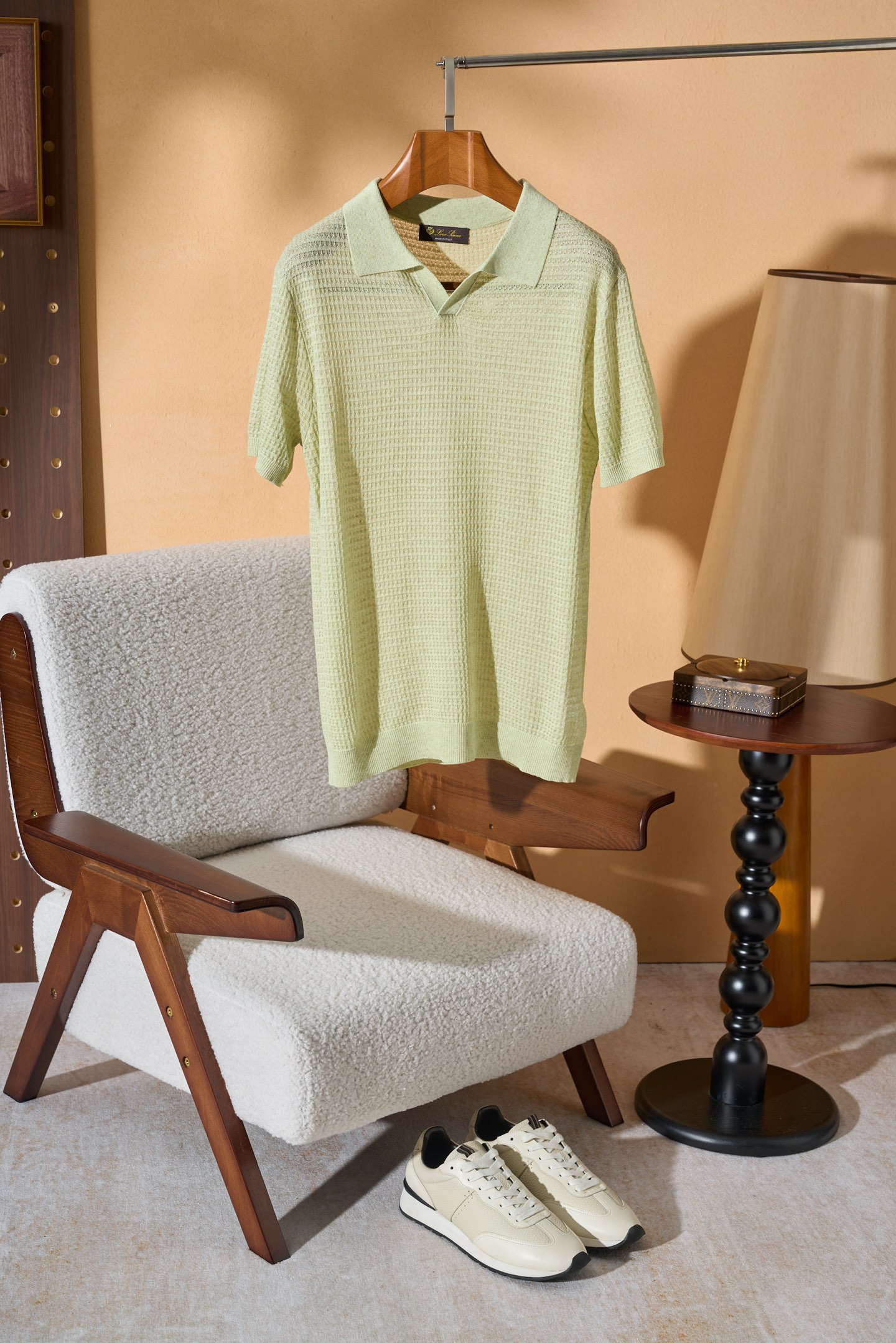 。New#🟥Loro Piana 华夫格针织POLO衫，标志性的亚麻混纺肌理，自带会呼吸的透气孔夏天的松