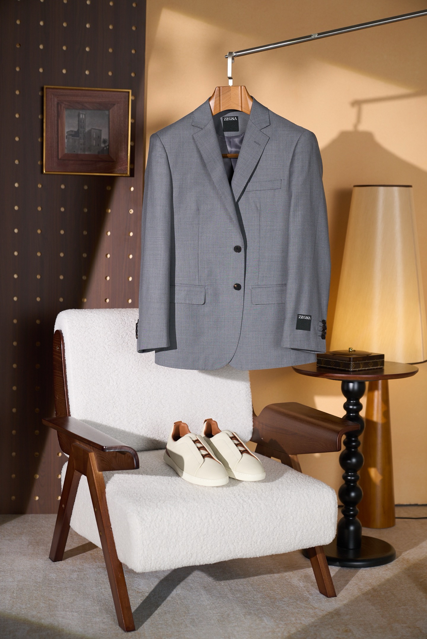 Zegna Gray Notched Lapel Blazer