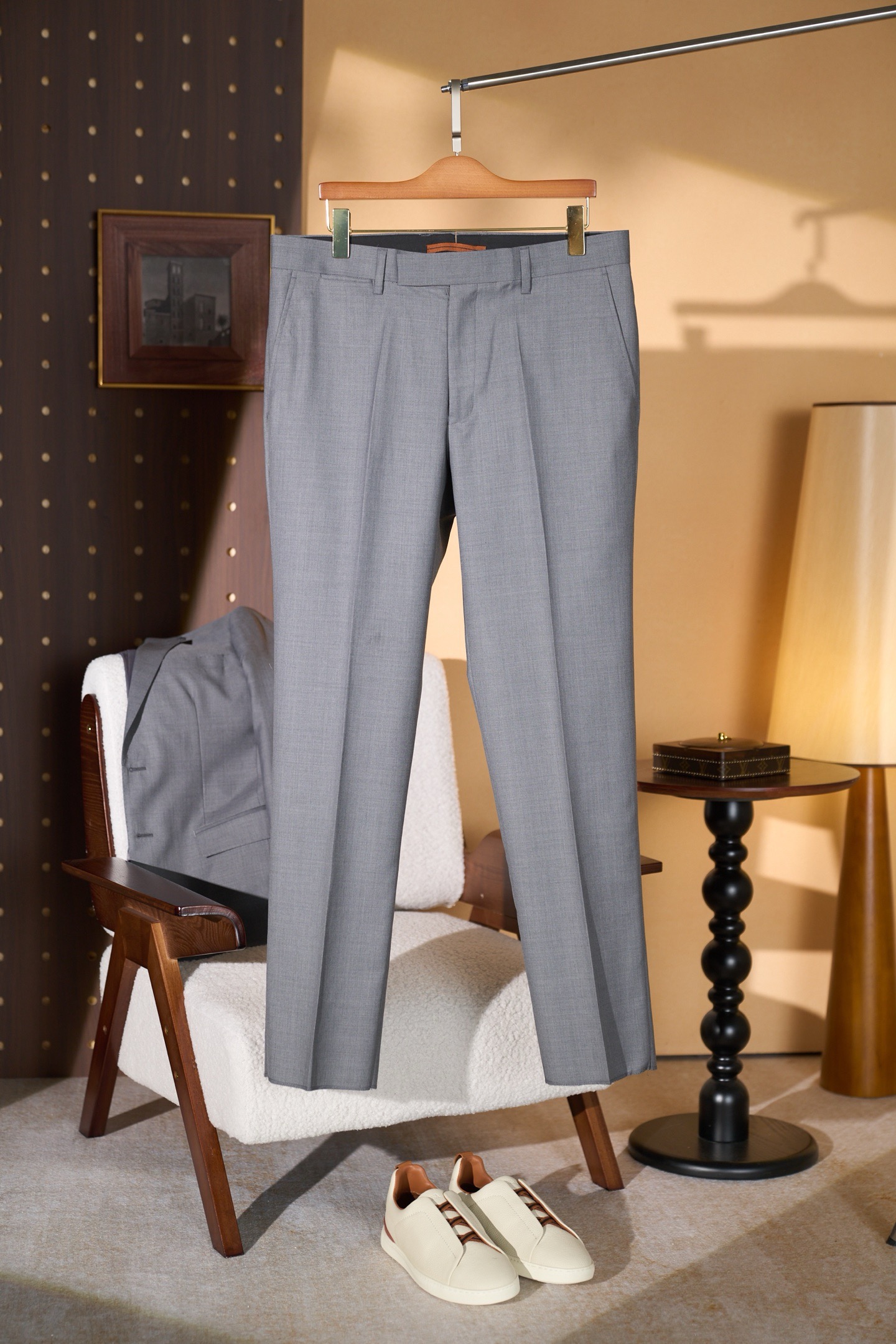 Zegna Gray Straight Leg Trousers