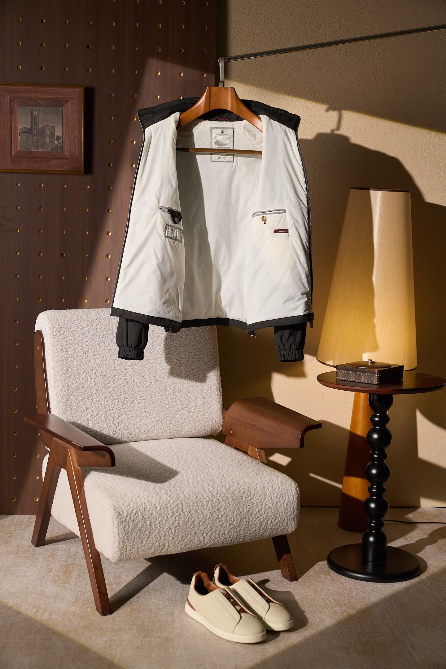 New# 🟥 Brunello Cucinelli 轻量立领薄棉夹克帽是通勤夹克，戴帽是防风外套。可拆卸连帽棉服，雾面尼