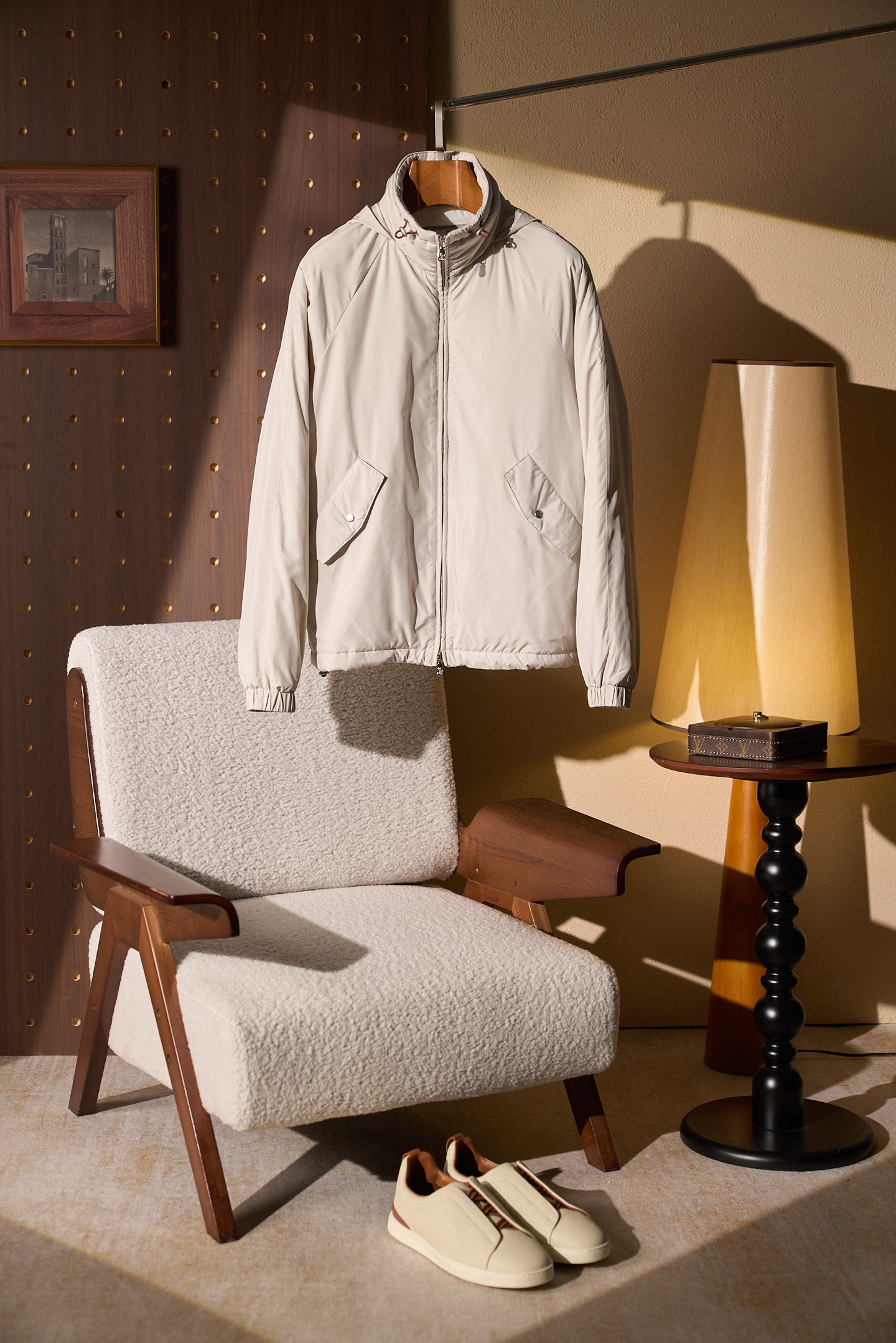 New# 🟥 Brunello Cucinelli 轻量立领薄棉夹克帽是通勤夹克，戴帽是防风外套。可拆卸连帽棉服，雾面尼