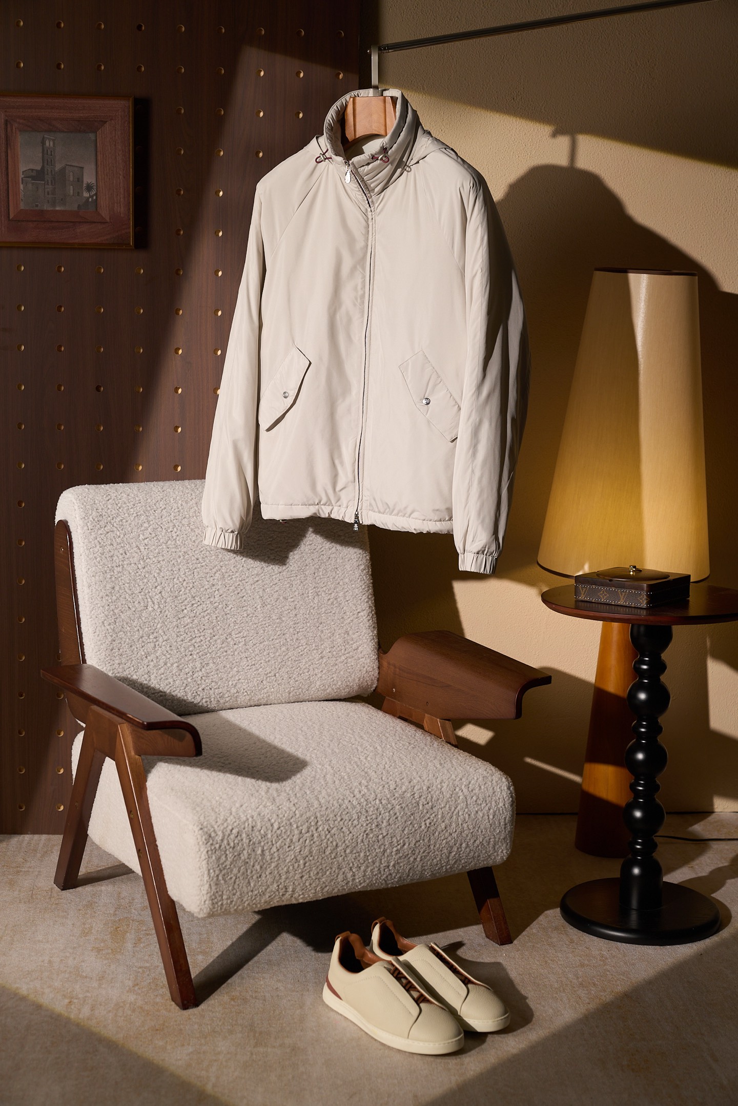 New# 🟥 Brunello Cucinelli 轻量立领薄棉夹克帽是通勤夹克，戴帽是防风外套。可拆卸连帽棉服，雾面尼