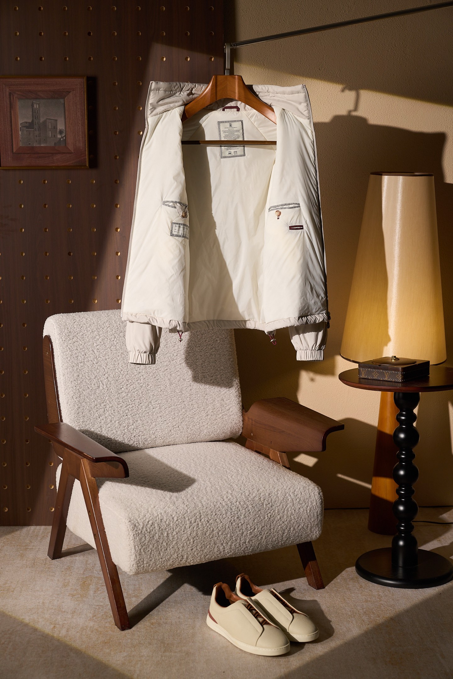 New# 🟥 Brunello Cucinelli 轻量立领薄棉夹克帽是通勤夹克，戴帽是防风外套。可拆卸连帽棉服，雾面尼